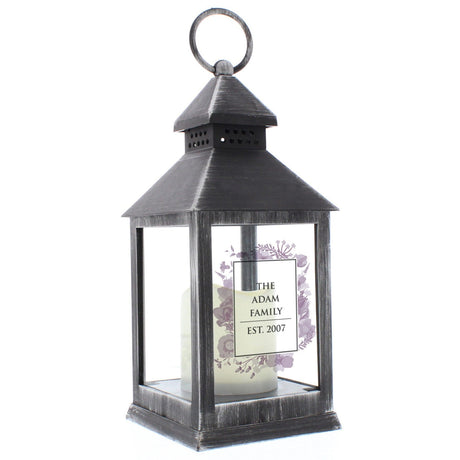 Personalised Soft Watercolour Rustic Black Lantern: 4 - LED Lighting By Gift Moments