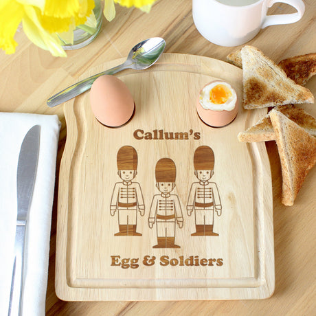 Personalised Soldiers Egg & Toast Board: 1 - Egg Cups By Gift Moments