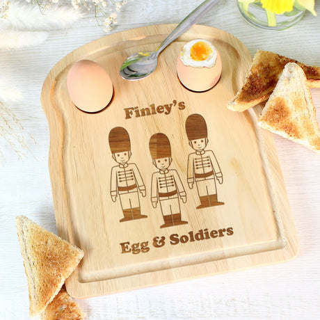 Personalised Soldiers Egg & Toast Board: 3 - Egg Cups By Gift Moments