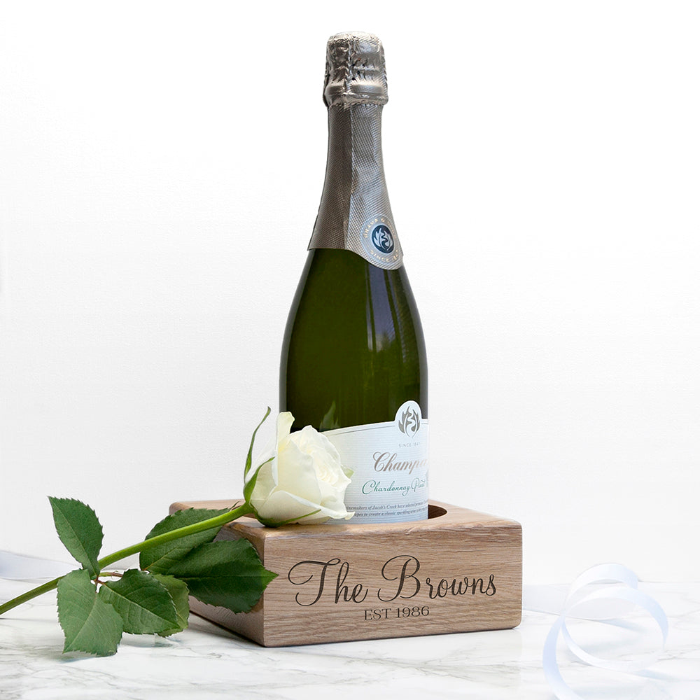 Personalised Solid Oak Champagne Holder: 5 - Barware By Gift Moments