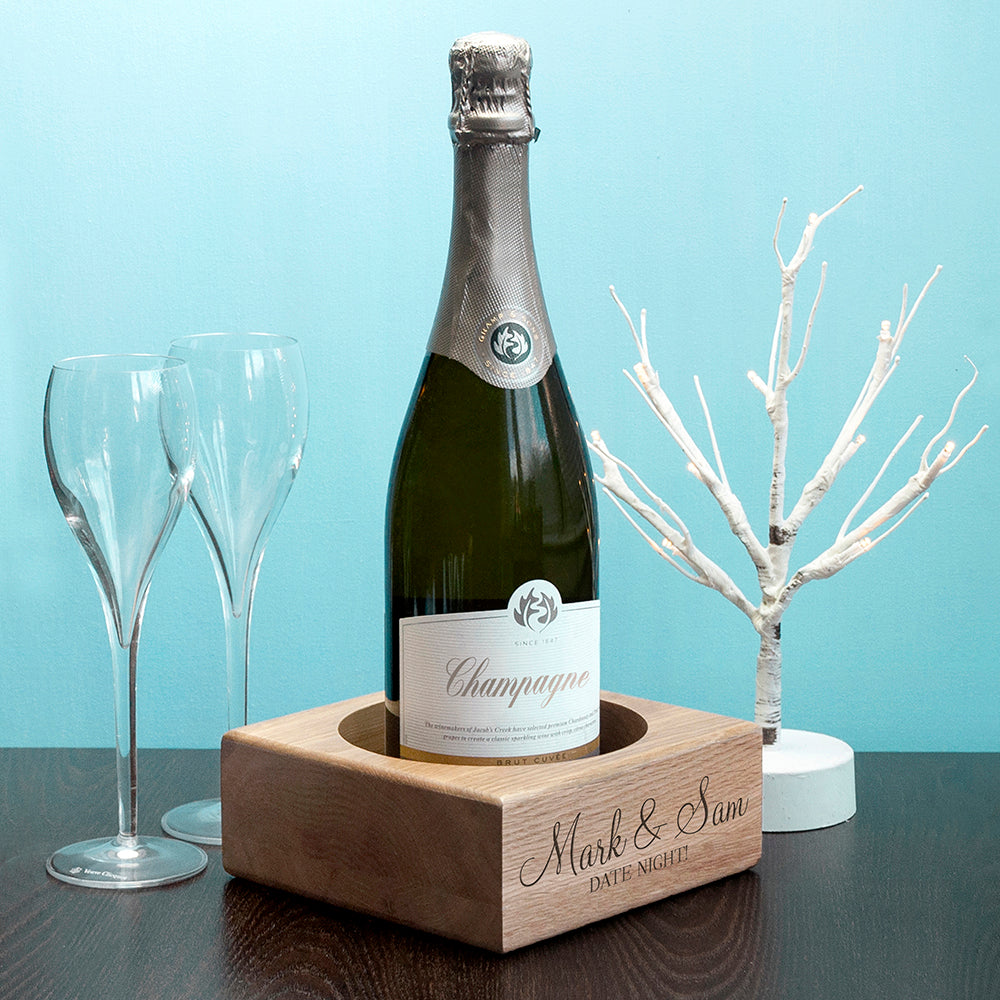 Personalised Solid Oak Champagne Holder: 7 - Barware By Gift Moments