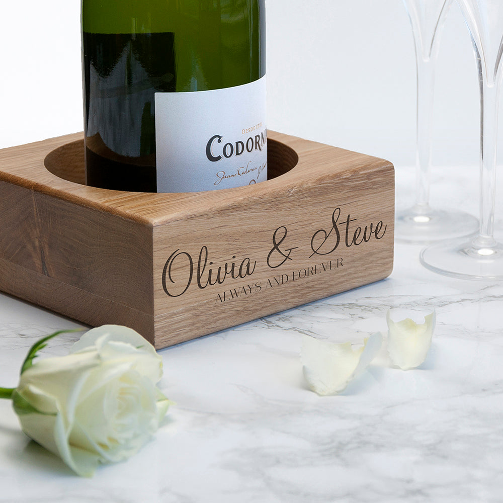 Personalised Solid Oak Champagne Holder: 6 - Barware By Gift Moments