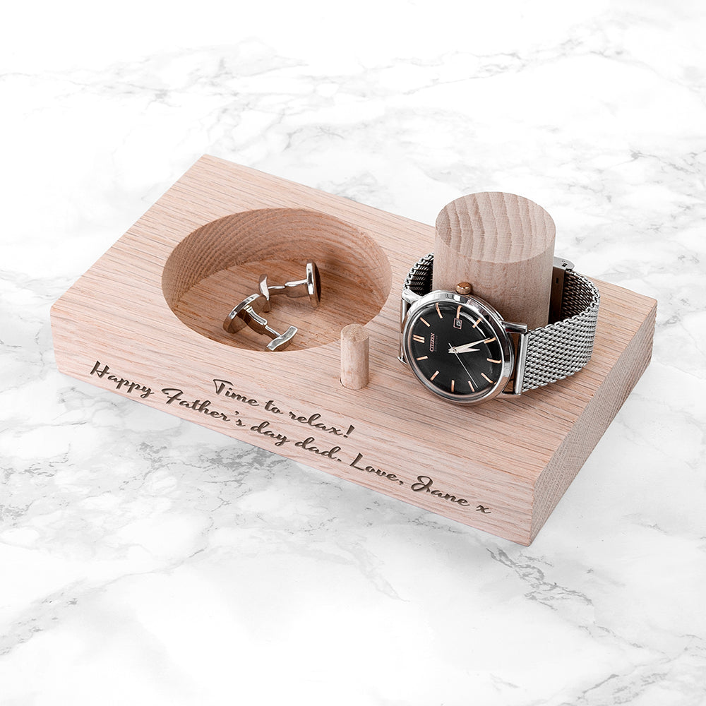 Personalised Solid Oak Wood Watch Stand: 1 - Storage By Gift Moments