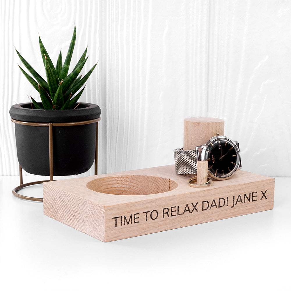 Personalised Solid Oak Wood Watch Stand: 3 - Storage By Gift Moments