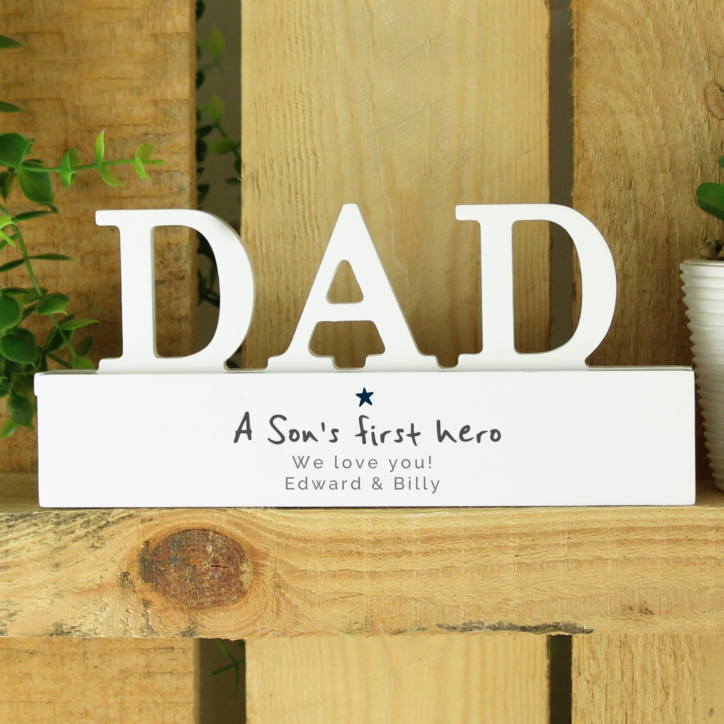 Personalised A Sons First Hero Wooden Dad Ornament: 3 - Ornaments By Gift Moments