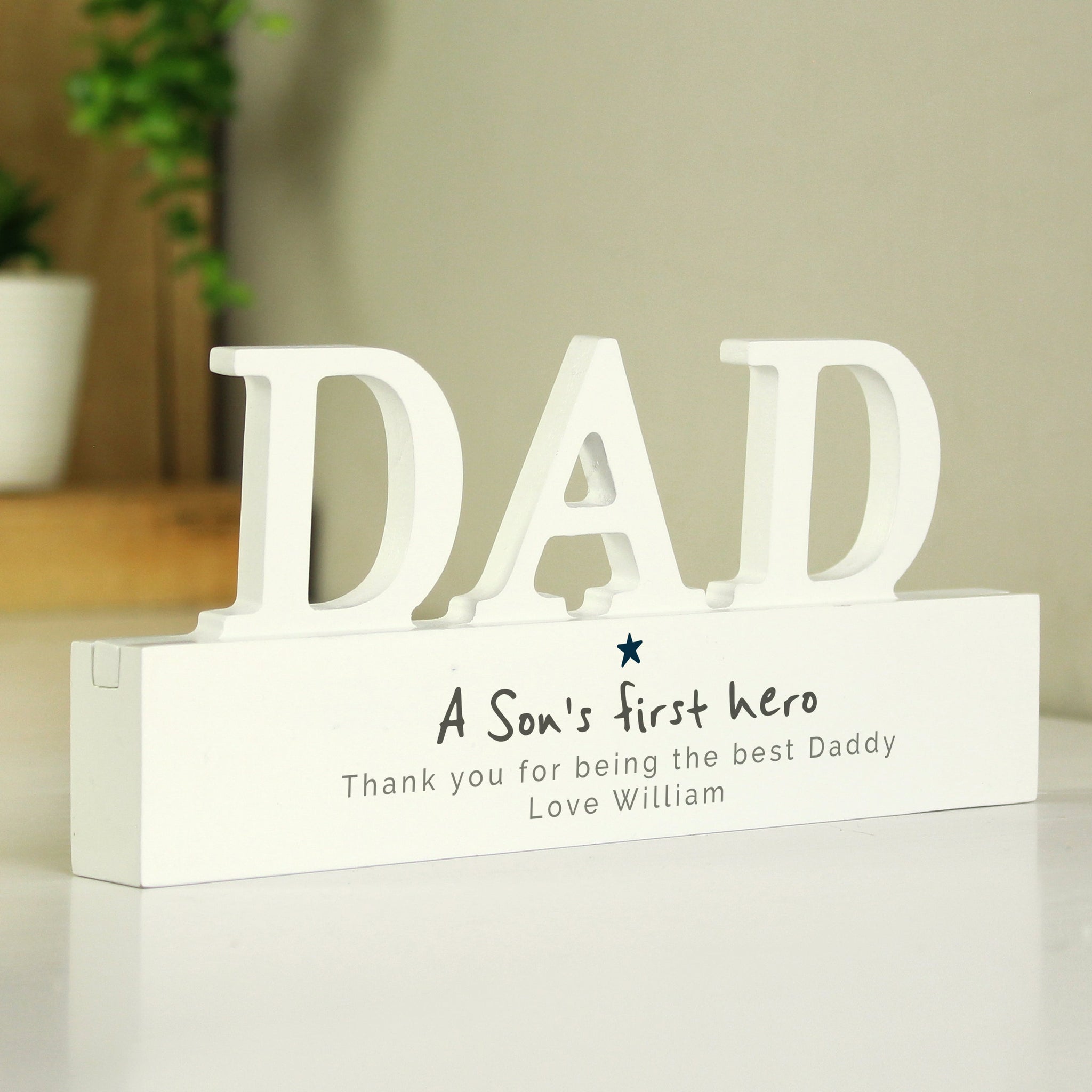 Personalised A Sons First Hero Wooden Dad Ornament: 1 - Ornaments By Gift Moments