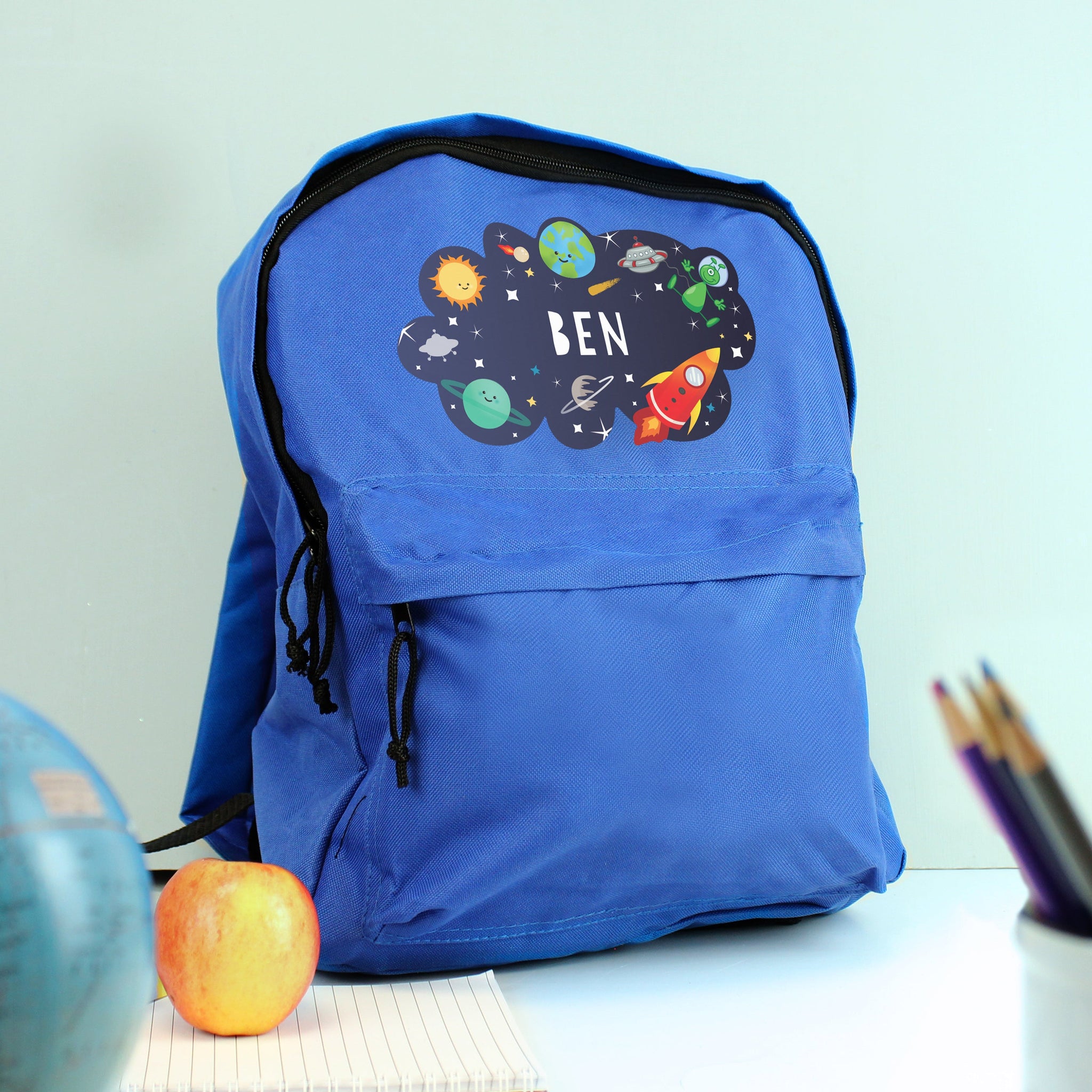 Personalised Space Blue Backpack: 2 - Kids Bags By Gift Moments