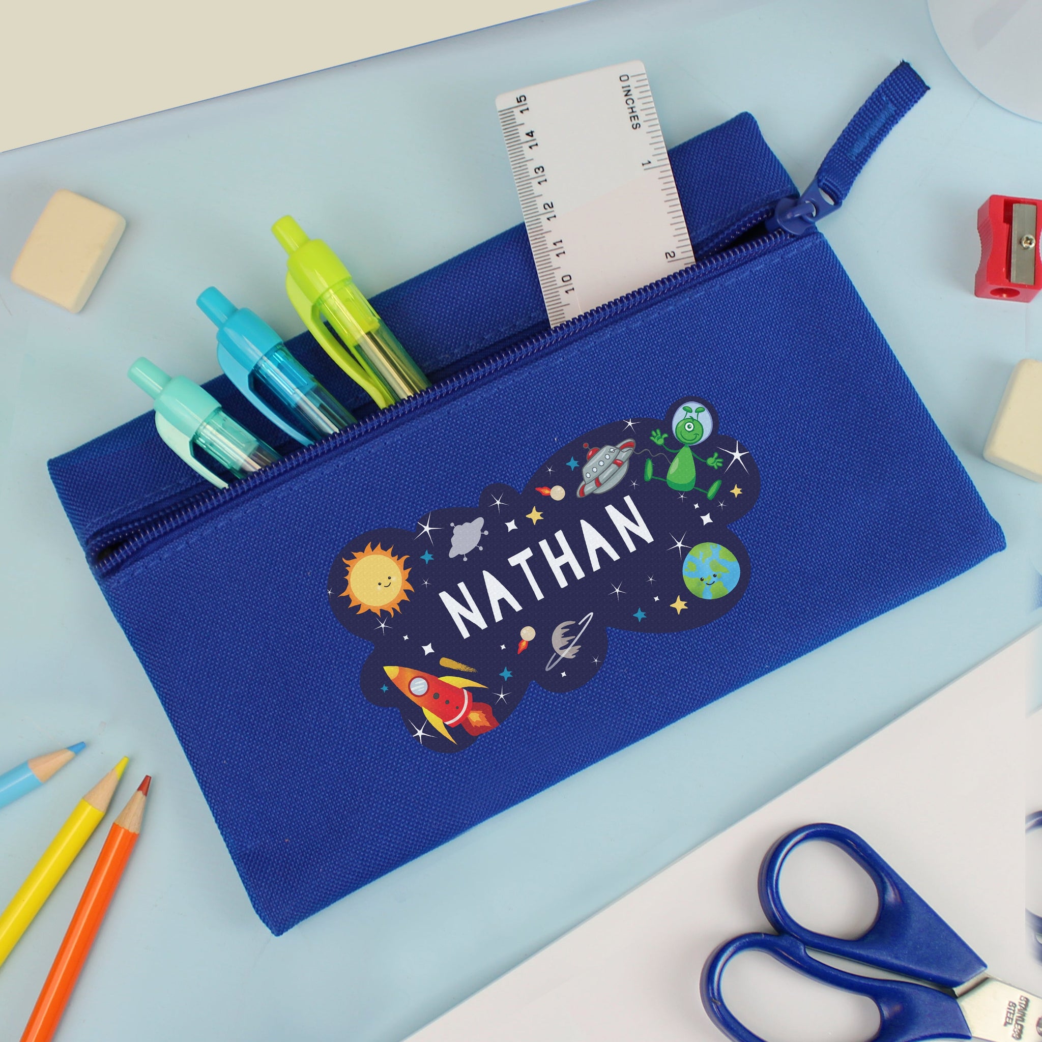 Personalised Space Blue Pencil Case: 4 - Pencil Cases & Sets By Gift Moments
