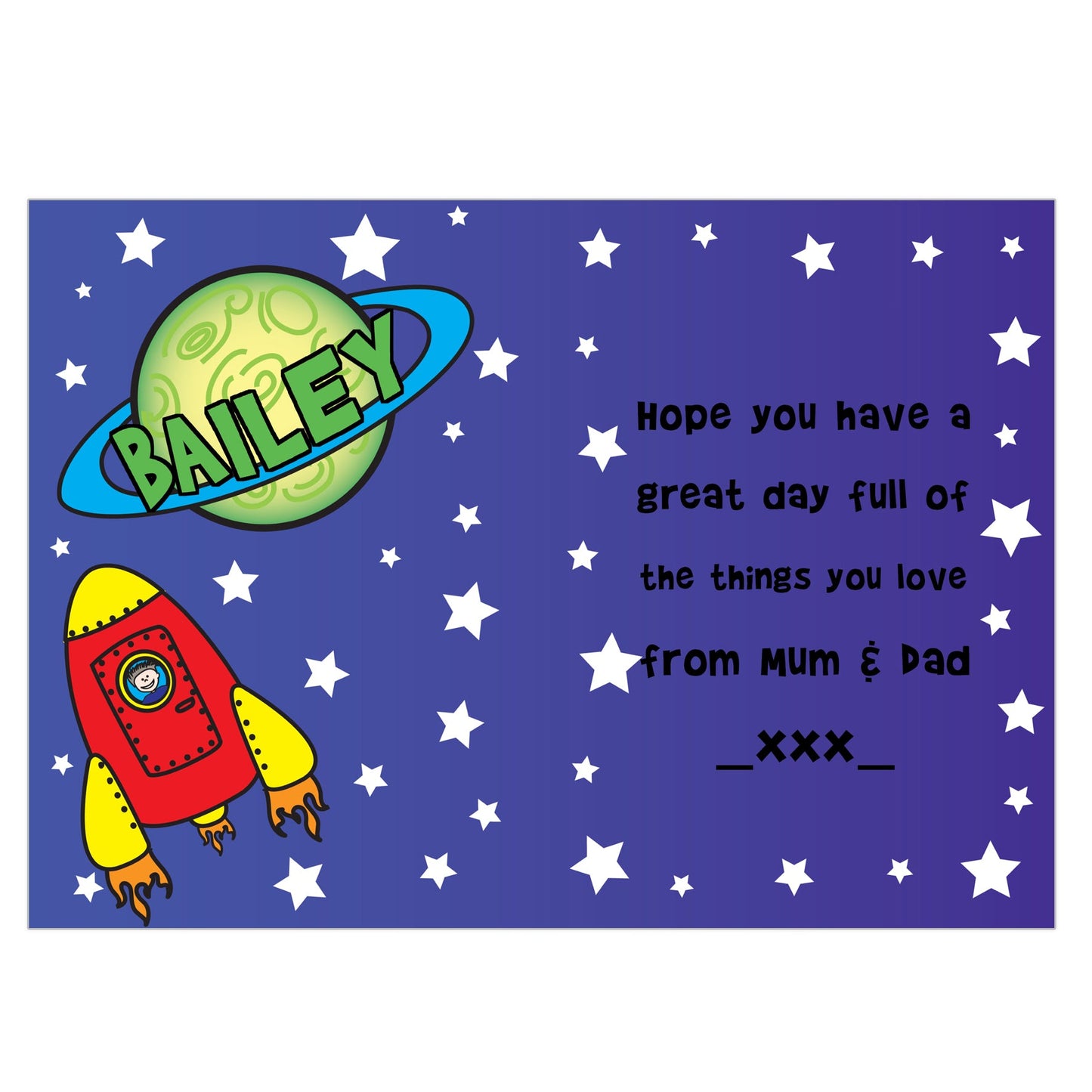 Personalised Space Card: 2 - Greeting Cards By Gift Moments
