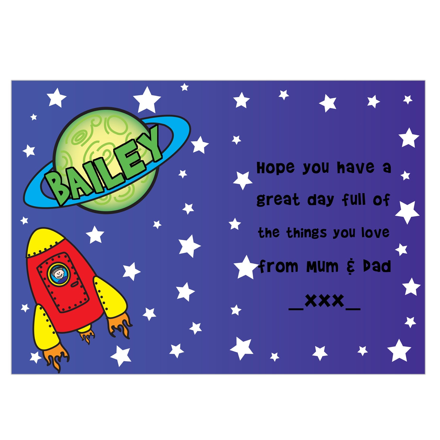 Personalised Space Card: 2 - Greeting Cards By Gift Moments