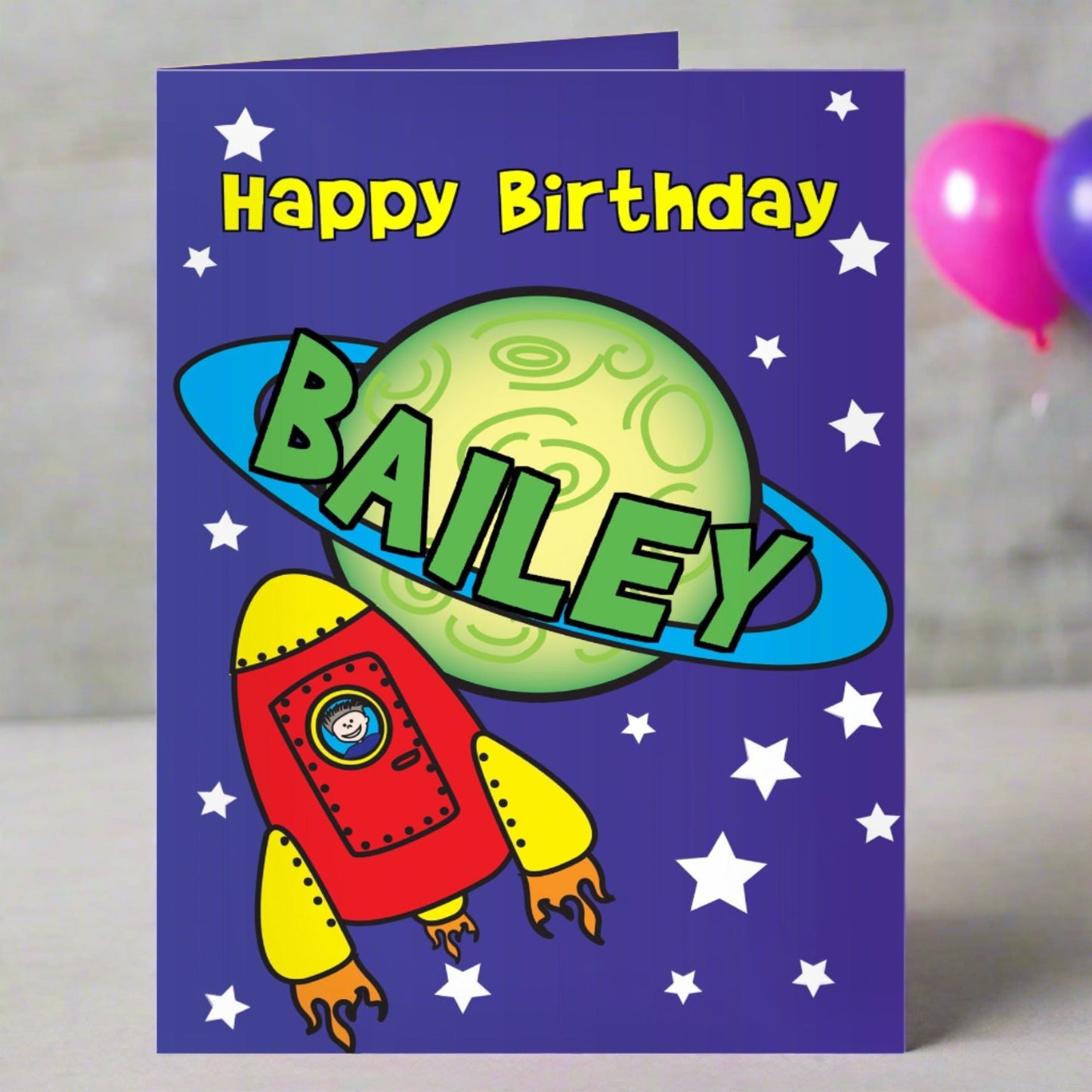 Personalised Space Card: 1 - Greeting Cards By Gift Moments