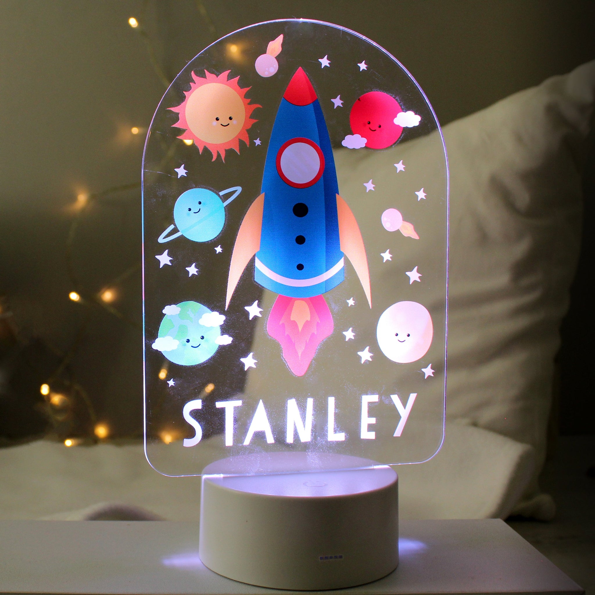 Personalised Space Rocket LED Colour Changing Night Light: 4 - LED Lighting By Gift Moments