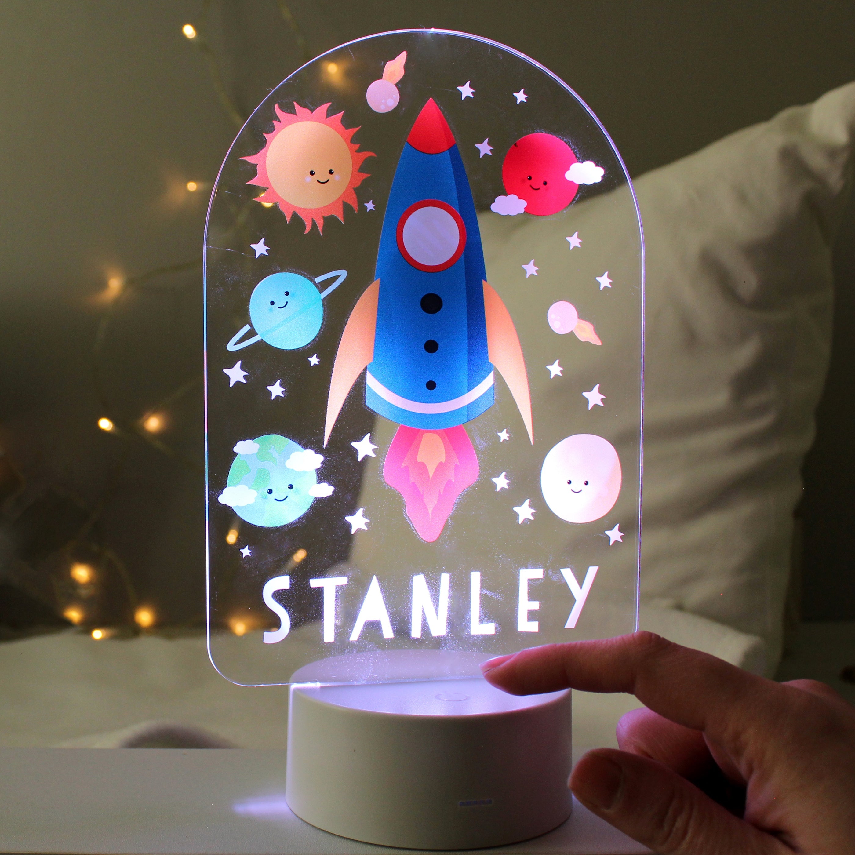 Personalised Space Rocket LED Colour Changing Night Light - Shop LED Lighting At Gift Moments - 1