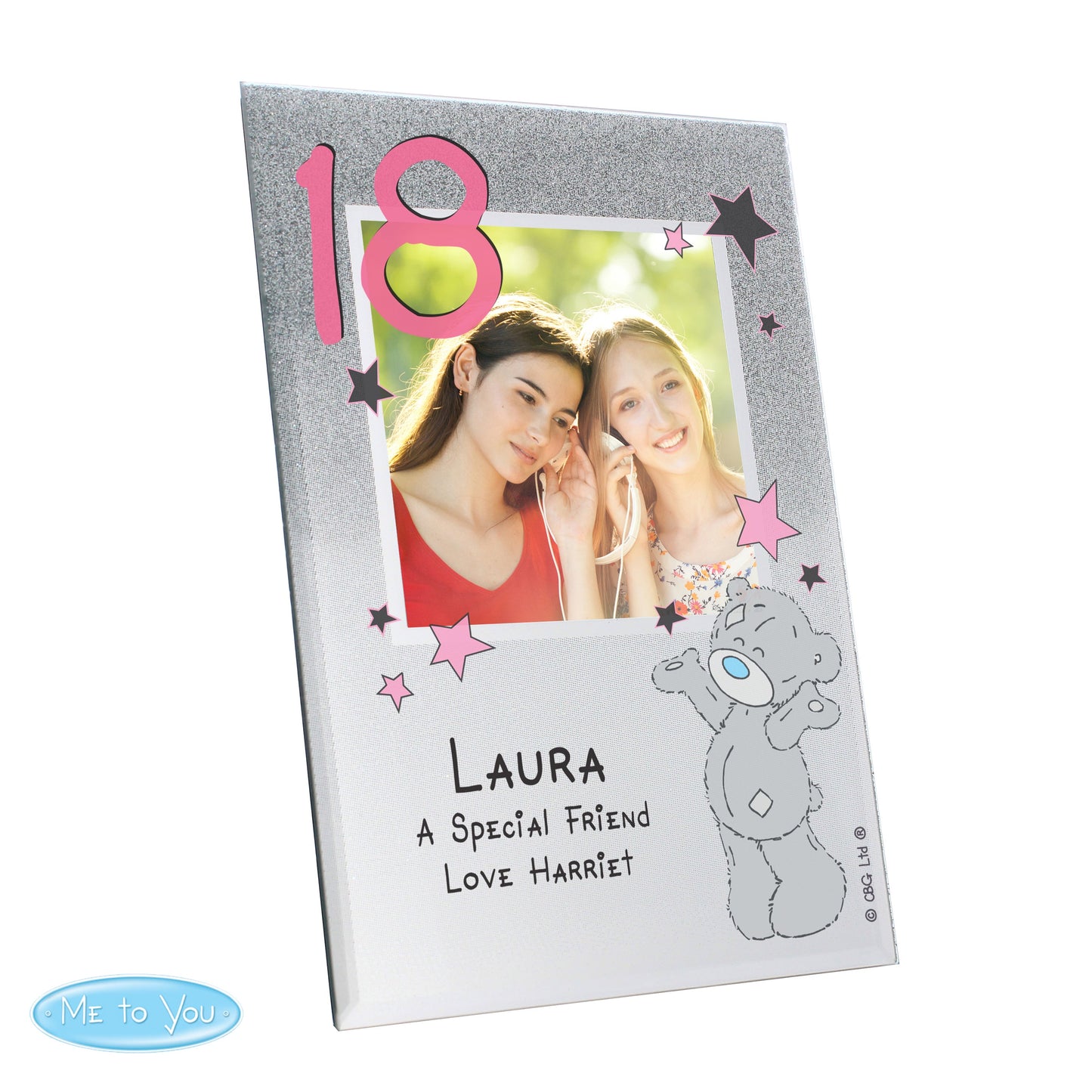Personalised Me To You Sparkle & Shine 4x4 Glitter Glass Photo Frame: 4 - Photo Frames By Gift Moments