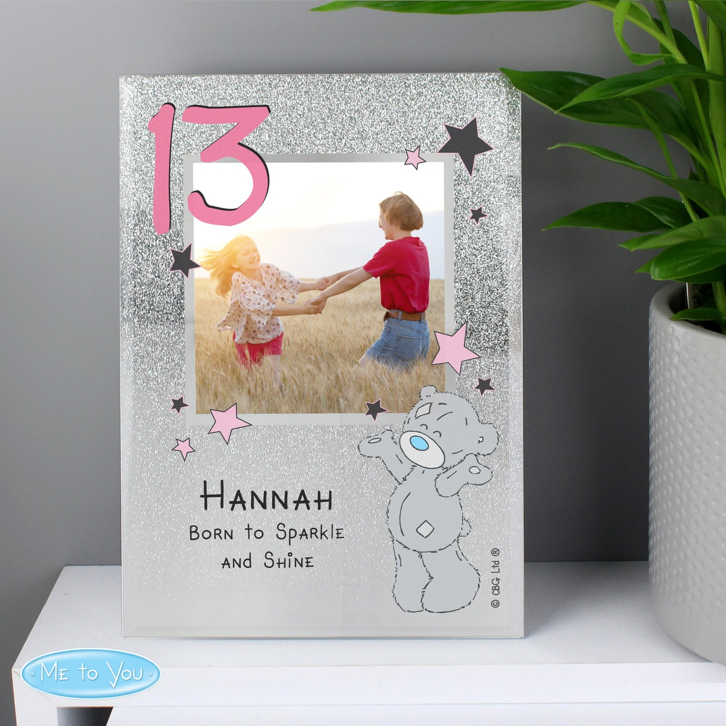 Personalised Me To You Sparkle & Shine 4x4 Glitter Glass Photo Frame: 2 - Photo Frames By Gift Moments