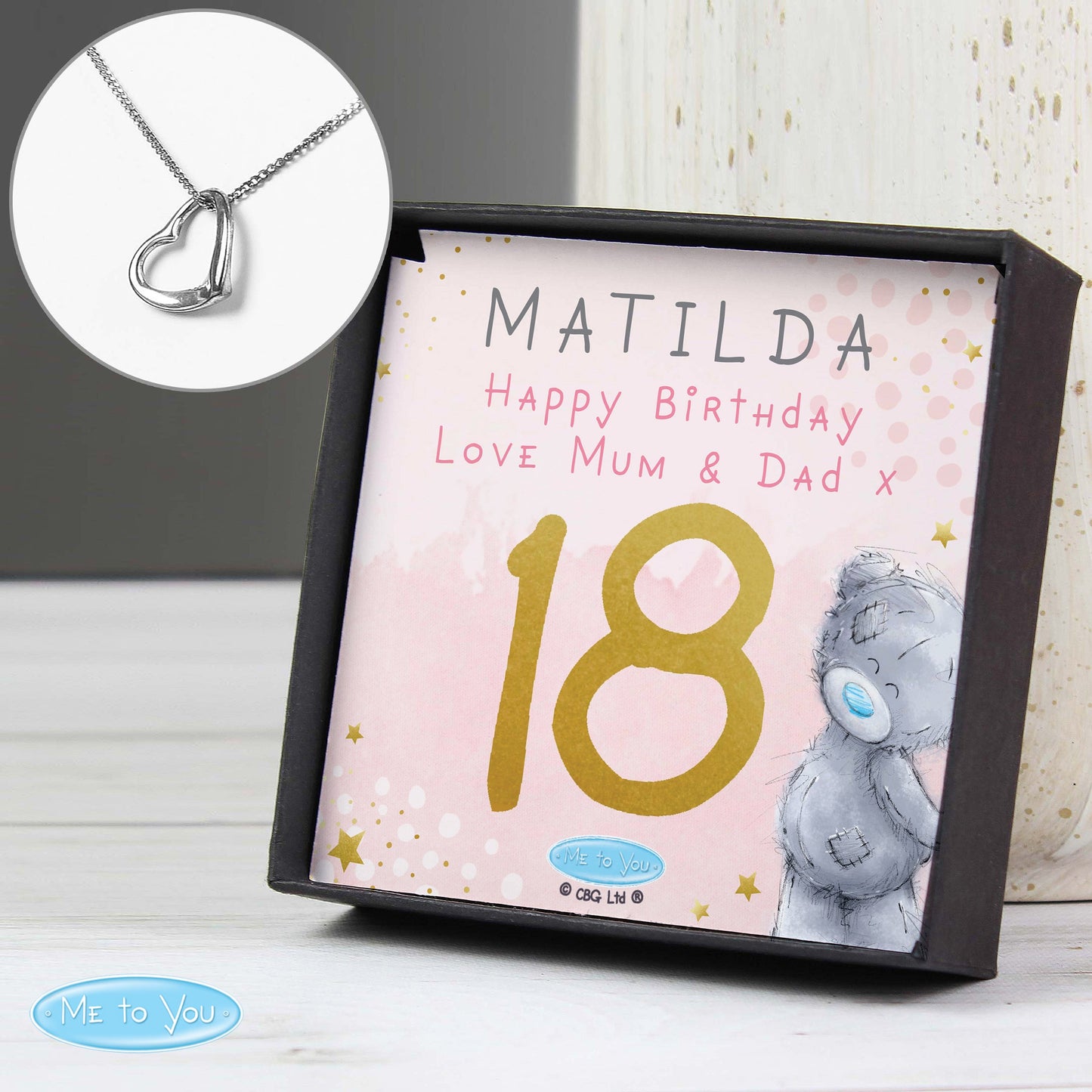 Personalised Me To You Sparkle & Shine Birthday Sentiment Silver Tone Necklace and Box: 2 - Necklaces