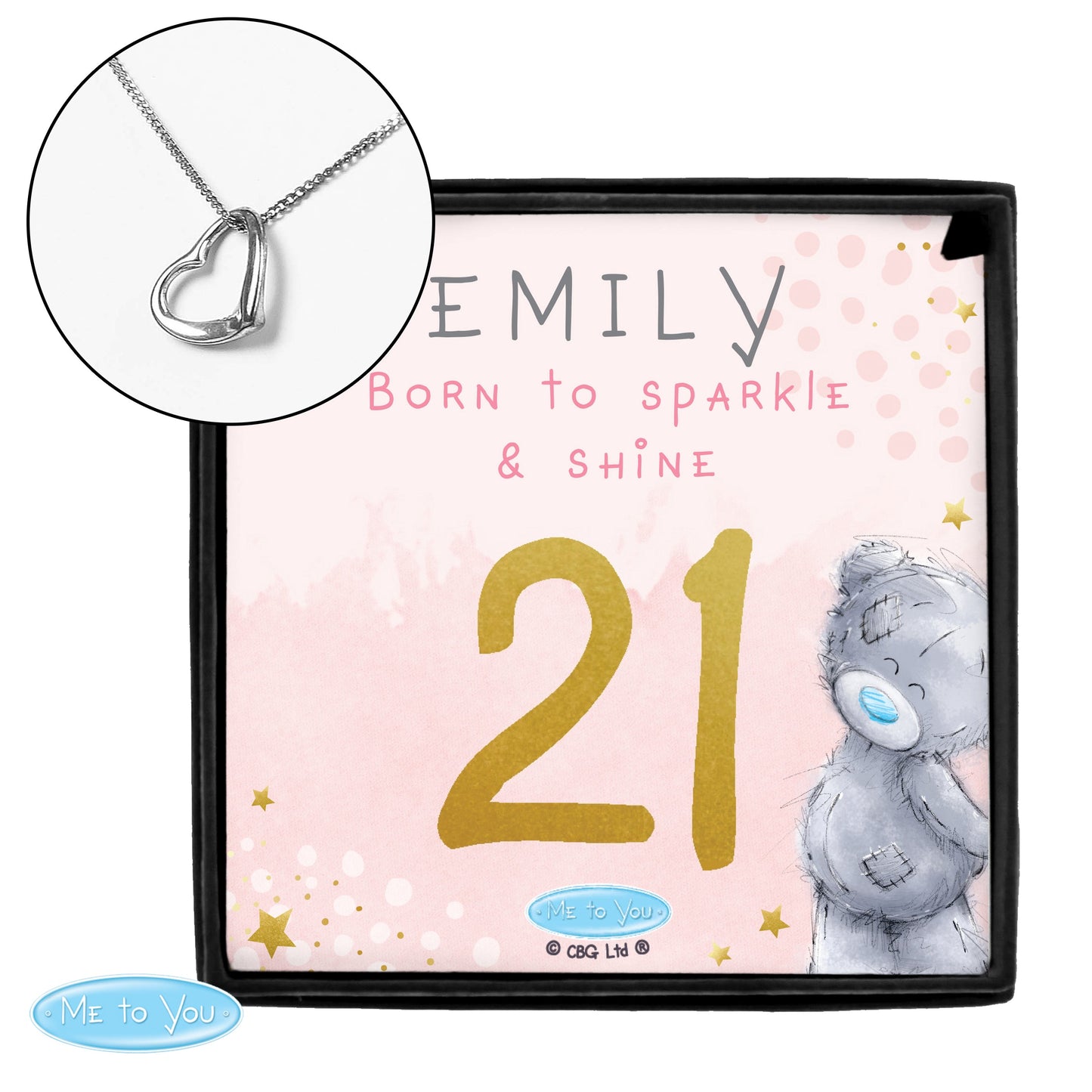 Personalised Me To You Sparkle & Shine Birthday Sentiment Silver Tone Necklace and Box: 3 - Necklaces