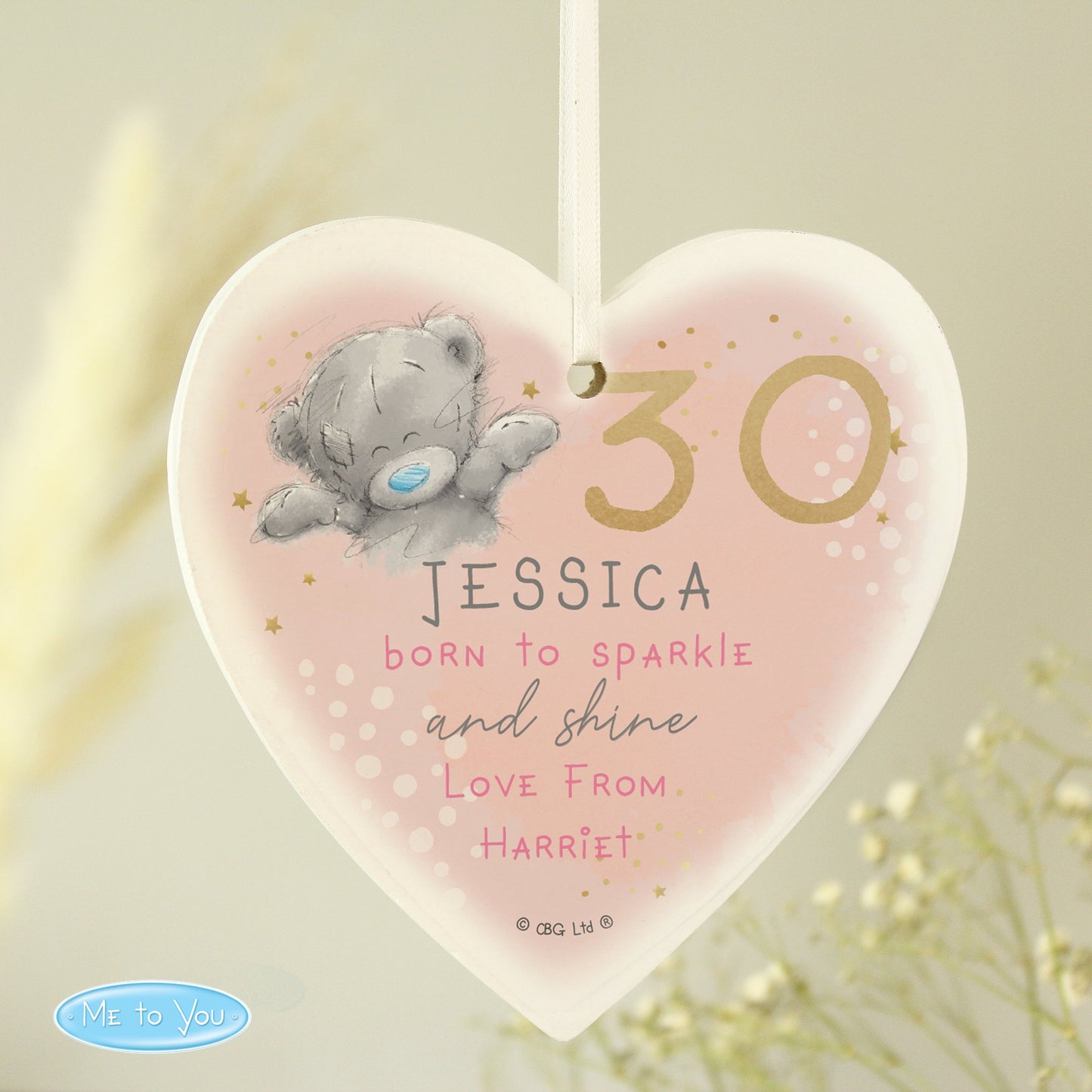 Personalised Me To You Sparkle & Shine Birthday Wooden Heart: 2 - Decorations