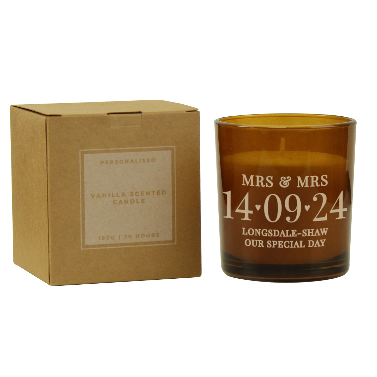 Personalised Special Date Amber Glass Candle: 6 - Candles By Gift Moments