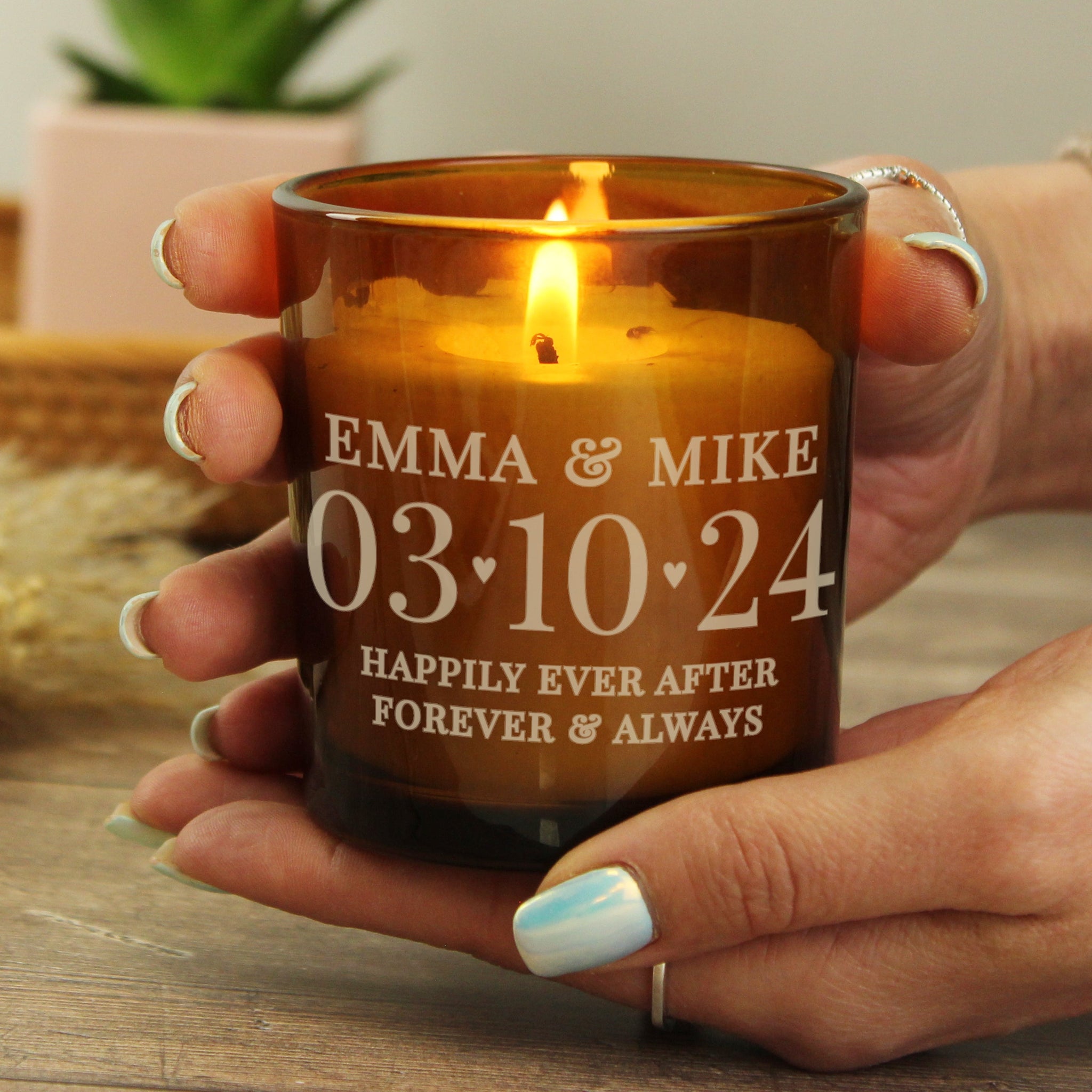 Personalised Special Date Amber Glass Candle: 4 - Candles By Gift Moments