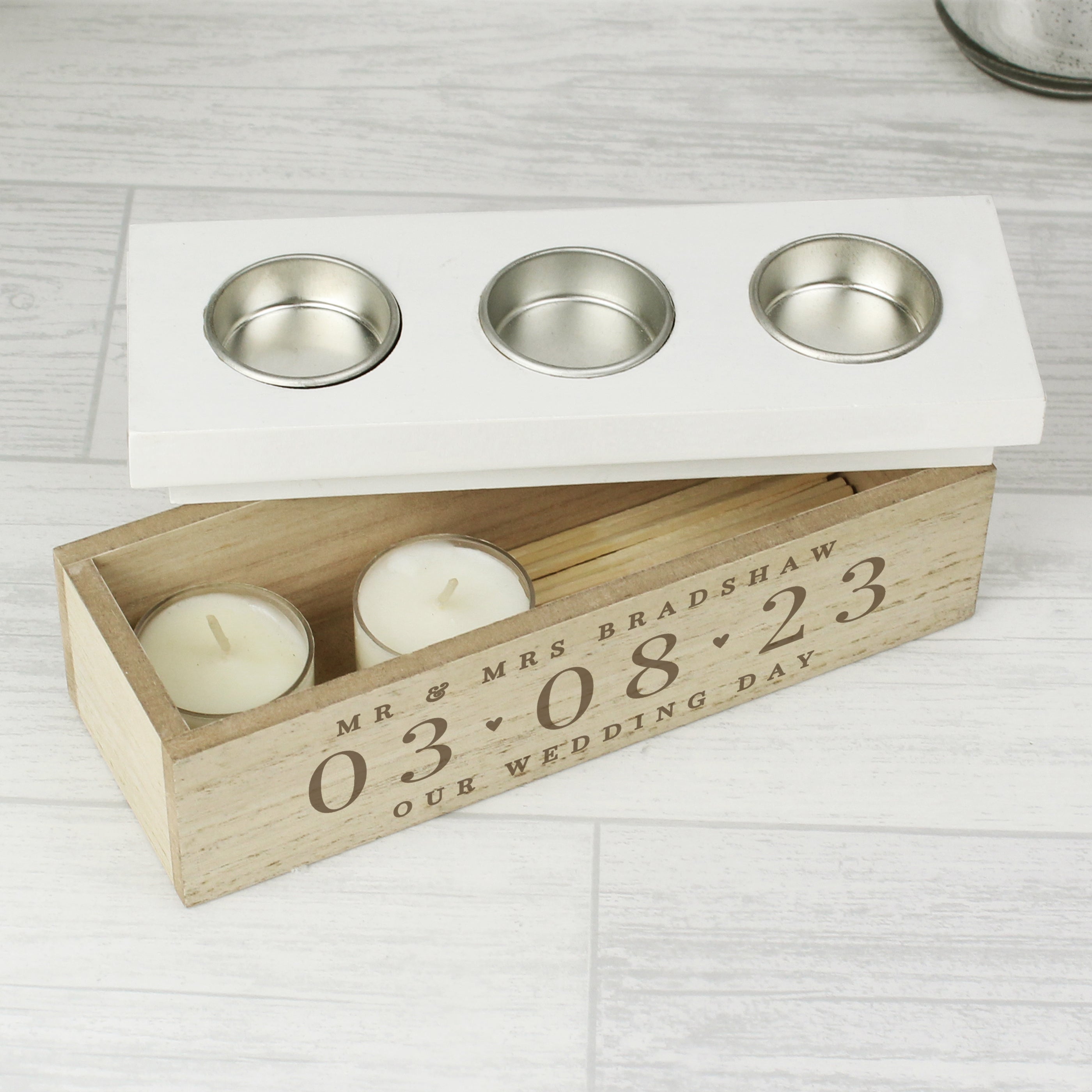 Personalised Special Date Triple Tealight Box - Shop Candle Holders At Gift Moments - 2