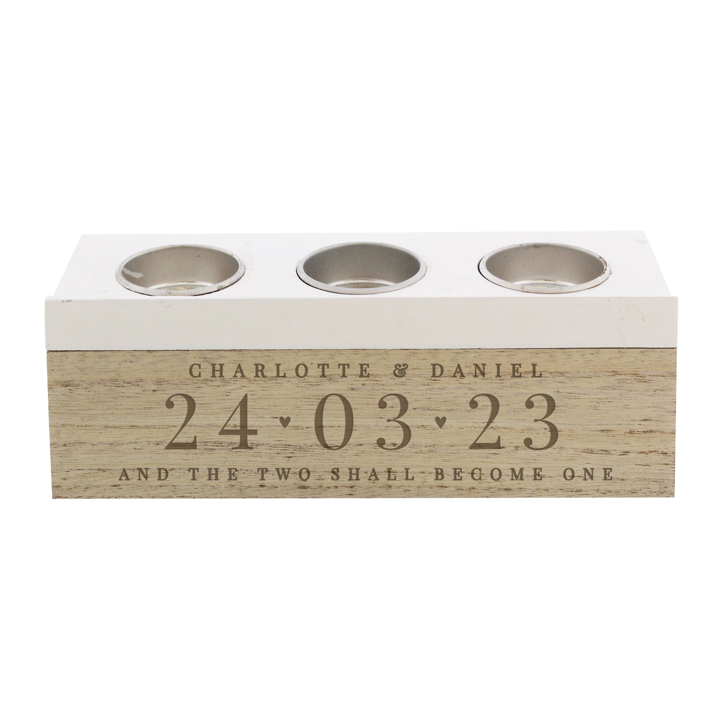 Personalised Special Date Triple Tea Light Box: 5 - Candle Holders By Gift Moments