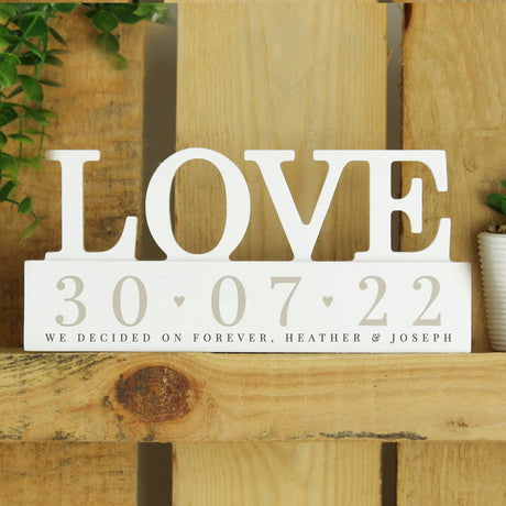 Personalised Special Date Wooden Love Ornament: 2 - Ornaments By Gift Moments