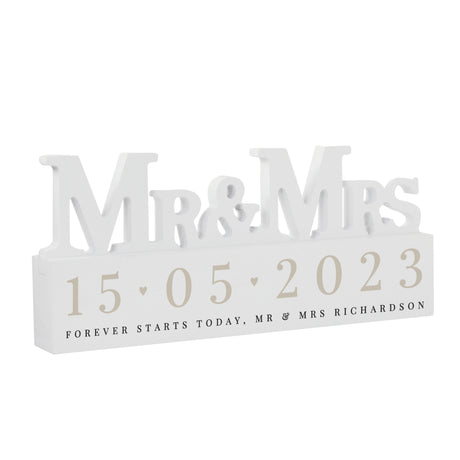 Personalised Special Date Wooden Mr & Mrs Ornament: 4 - Ornaments By Gift Moments