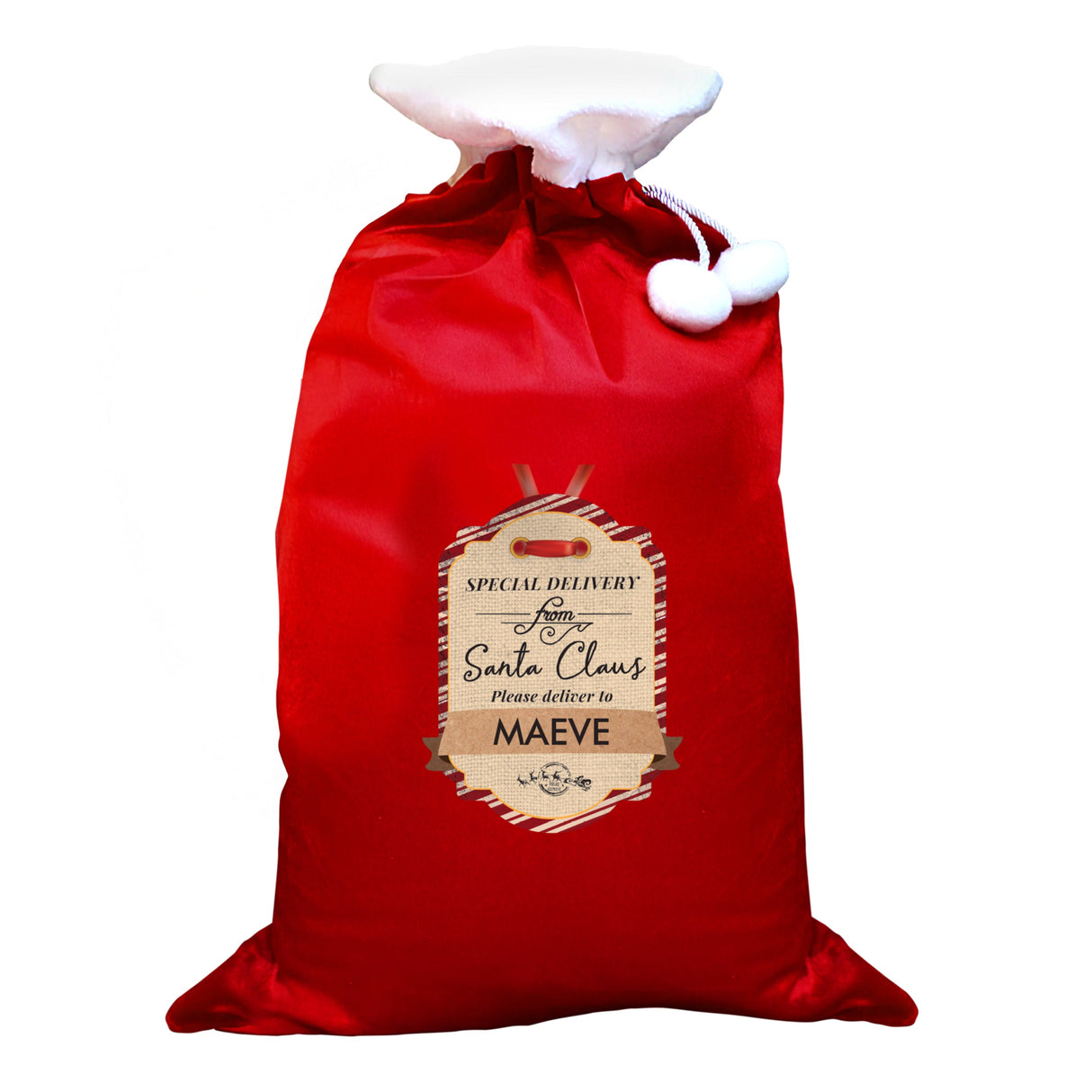 Personalised Special Delivery Luxury Pom Pom Red Sack: 4 - Christmas Sacks By Gift Moments