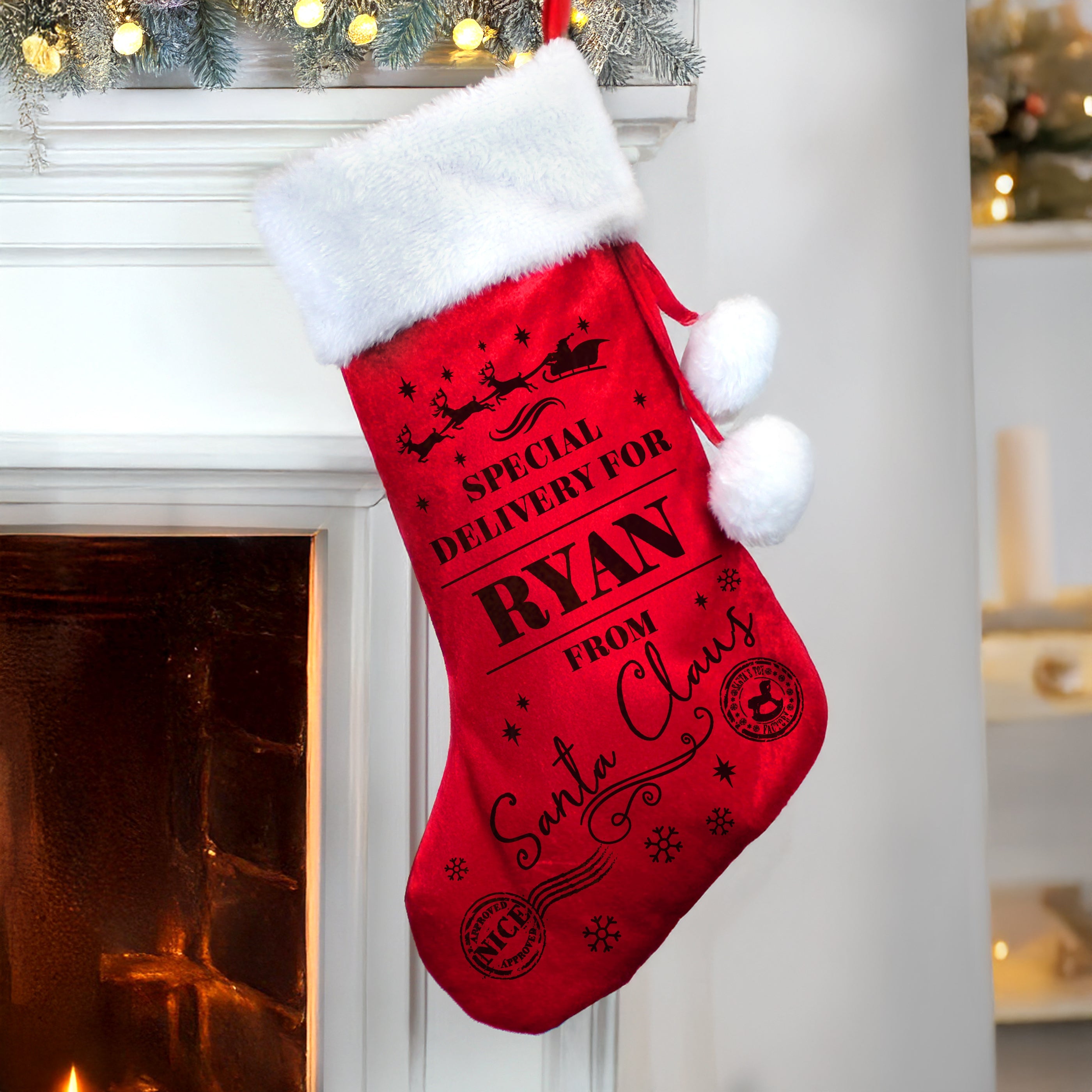Personalised Special Delivery Red Stocking - Shop Christmas Stockings At Gift Moments - 3