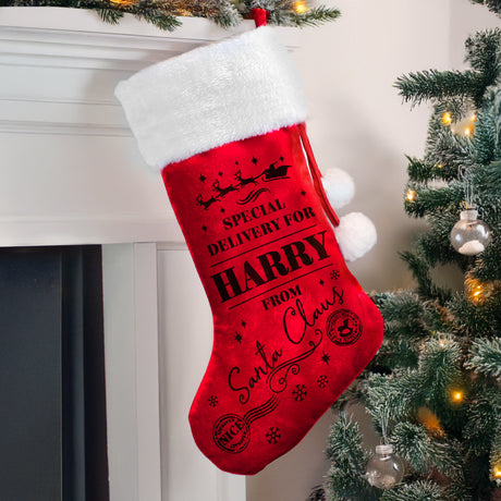 Personalised Special Delivery Red Stocking: 1 - Christmas Stockings By Gift Moments