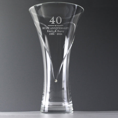 Personalised Special Year Diamante Heart Vase: 1 - Vases By Gift Moments