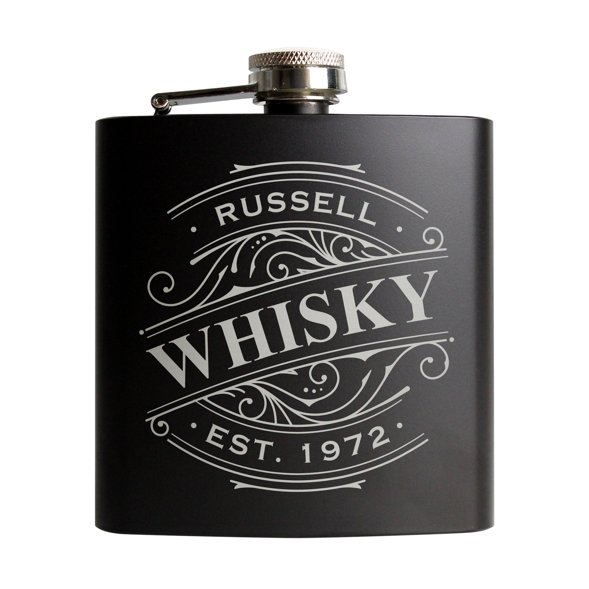 Personalised Spirit Black Hip Flask: 5 - Hip Flasks By Gift Moments