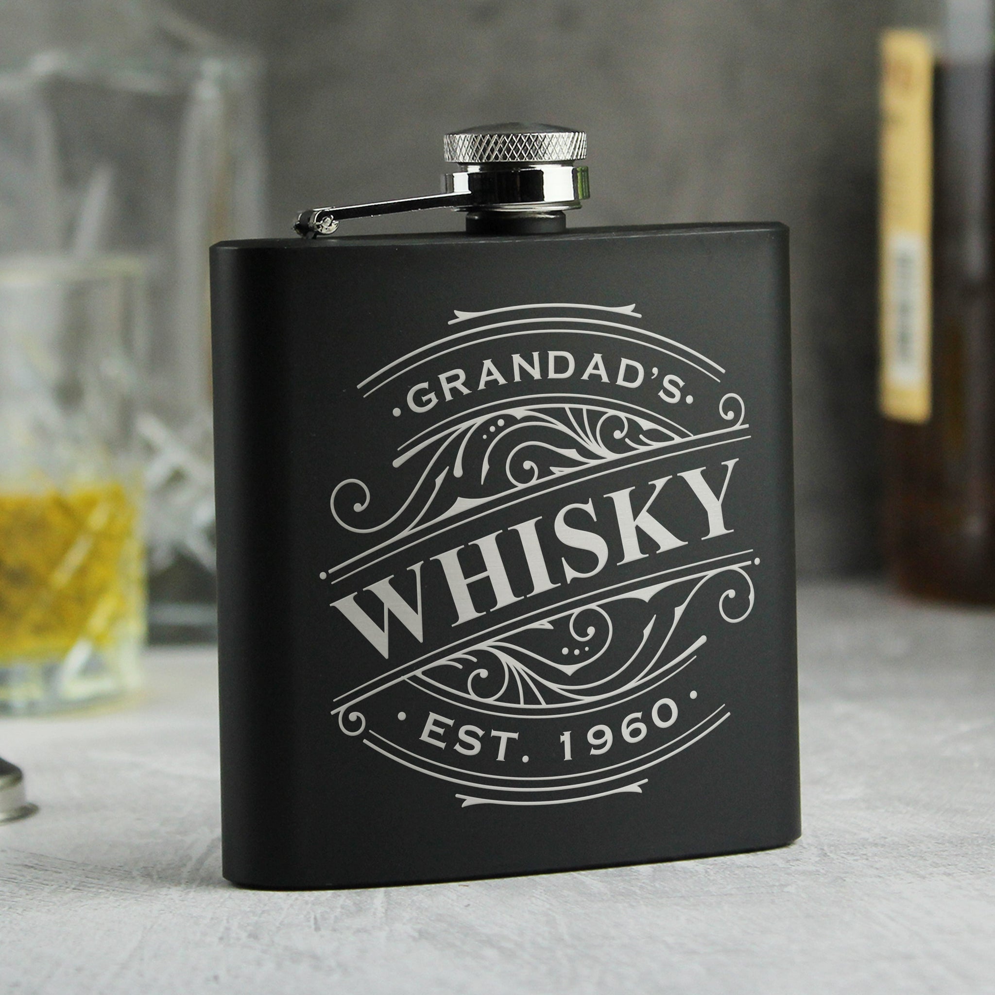 Personalised Spirit Black Hip Flask: 7 - Hip Flasks By Gift Moments