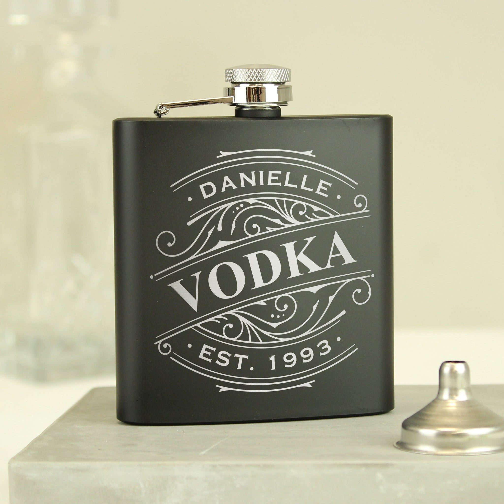 Personalised Spirit Black Hip Flask: 6 - Hip Flasks By Gift Moments