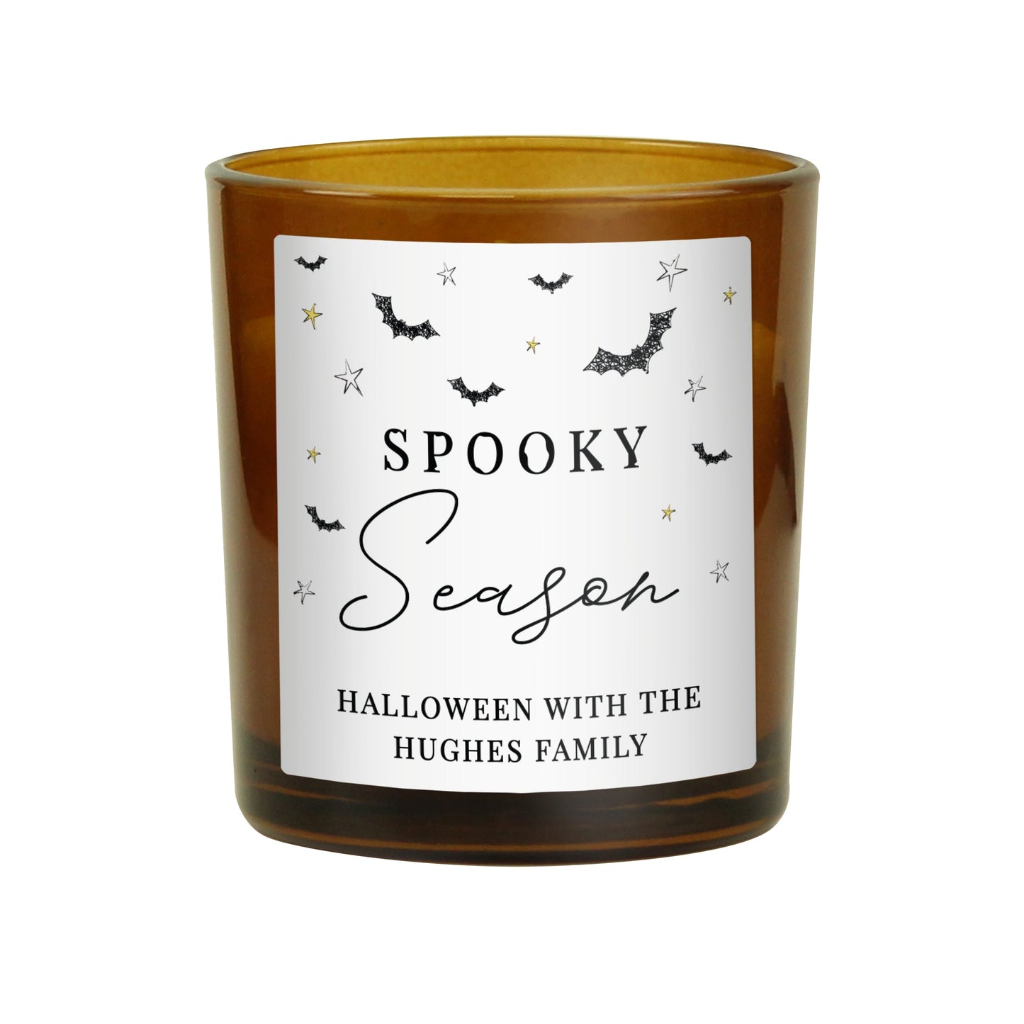 Personalised Spooky Amber Glass Candle: 5 - Candles By Gift Moments