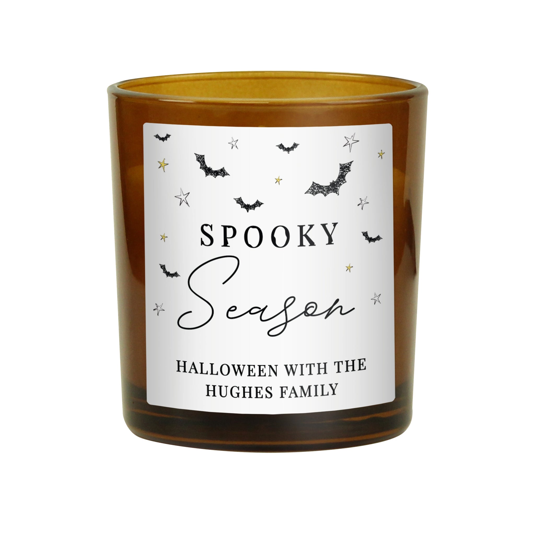 Personalised Spooky Amber Glass Candle: 5 - Candles By Gift Moments