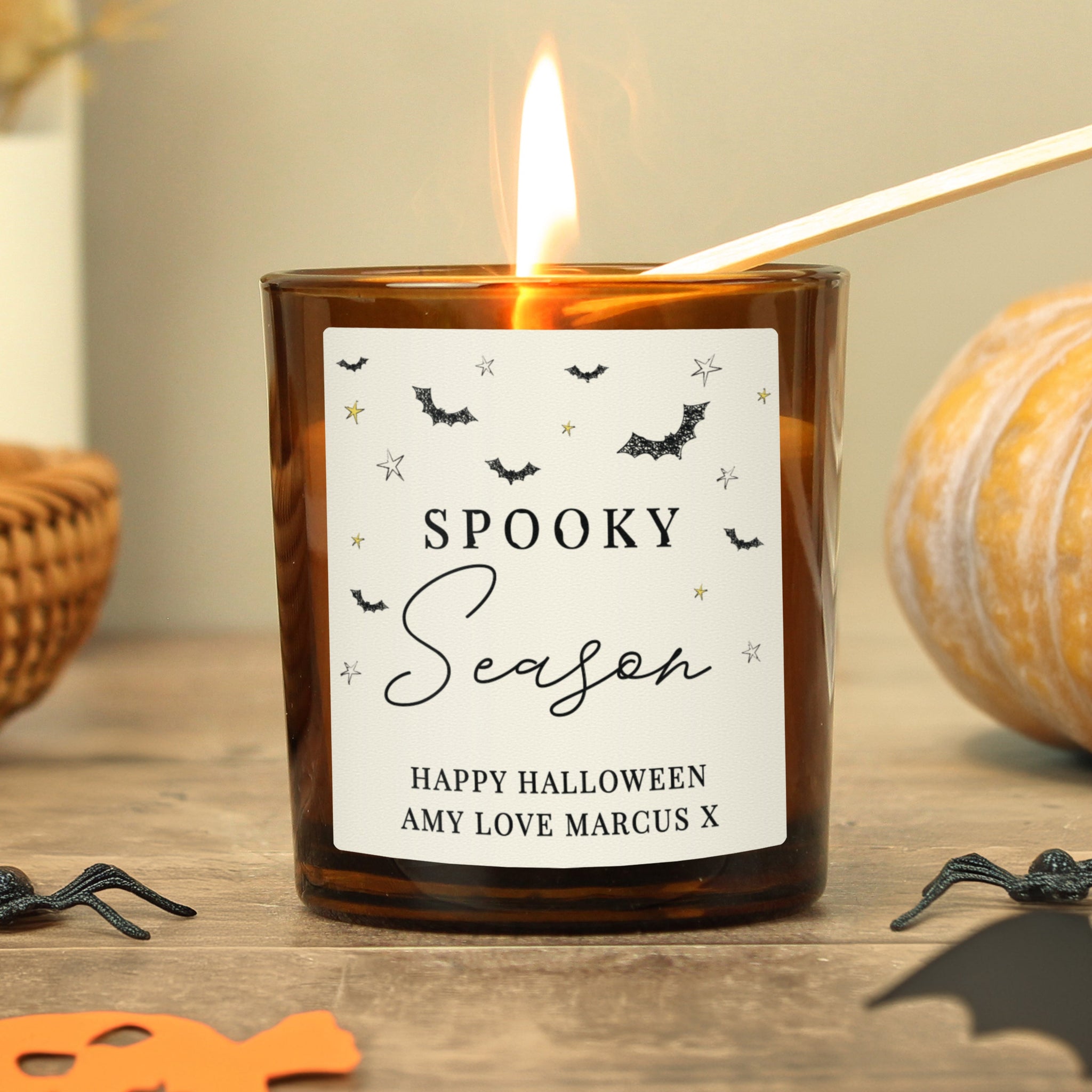 Personalised Spooky Amber Glass Candle: 1 - Candles By Gift Moments