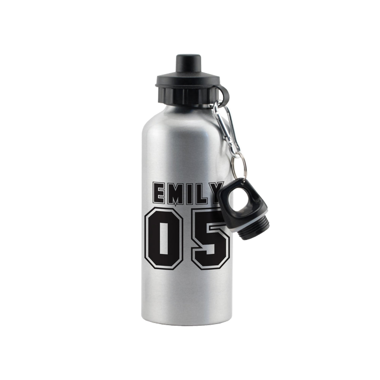 Personalised Sports Number Silver Drinks Bottle: 2 - Kids Bottles By Gift Moments