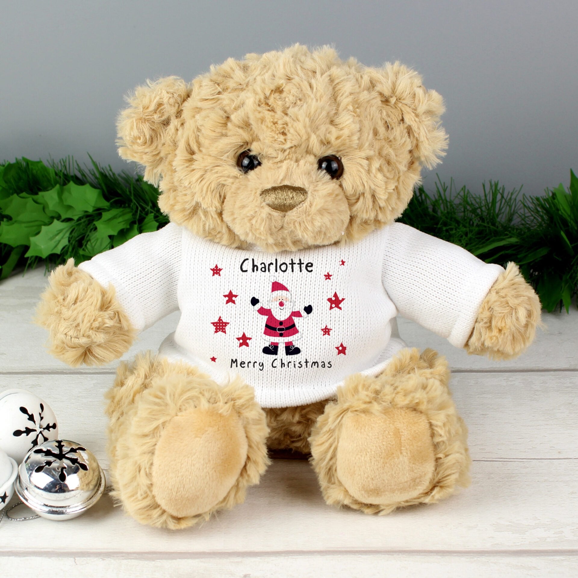 Personalised Spotty Santa Teddy Bear - Shop Teddy Bears & Soft Toys At Gift Moments - 1
