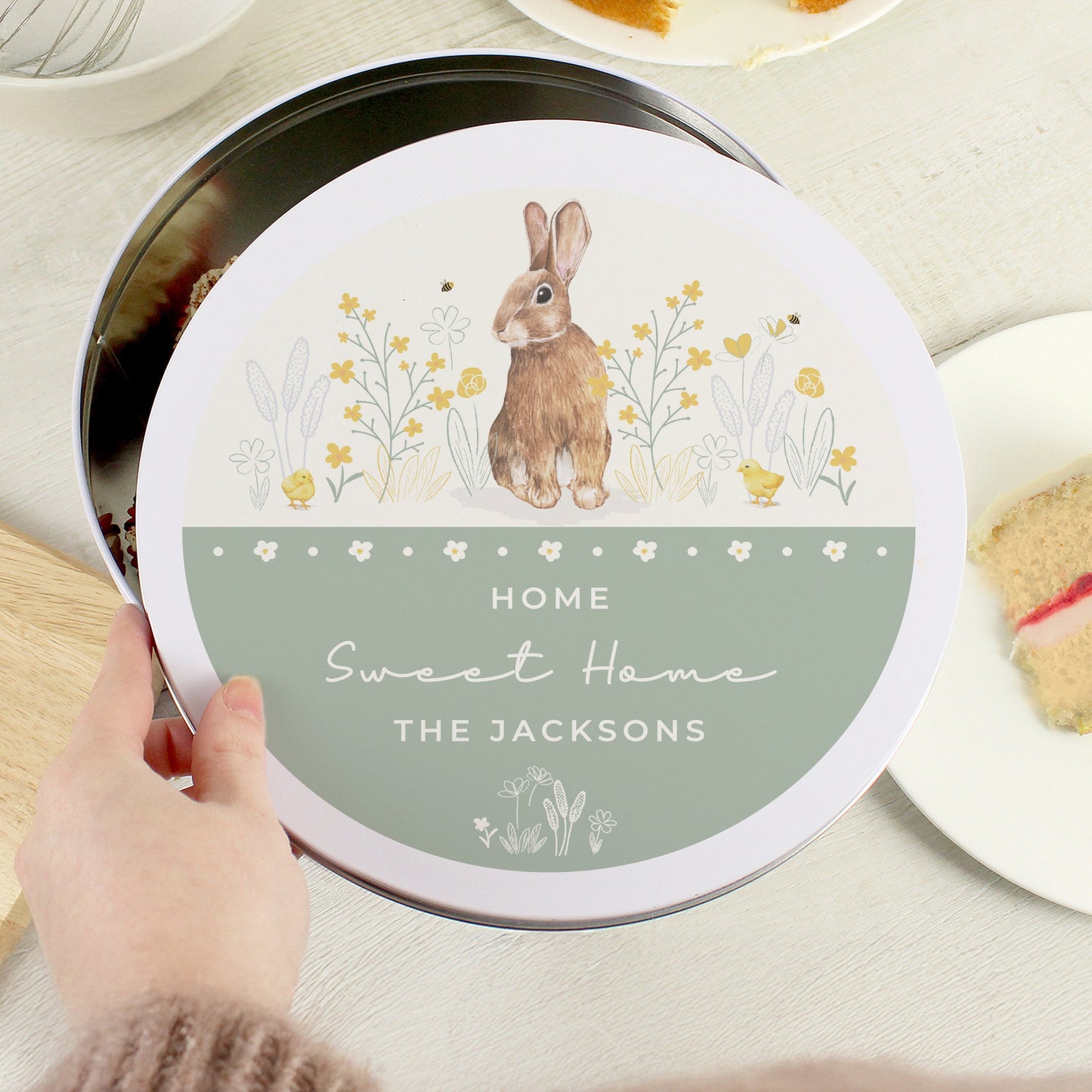 Personalised Spring Bunny Cake Tin: 1 - Storage By Gift Moments