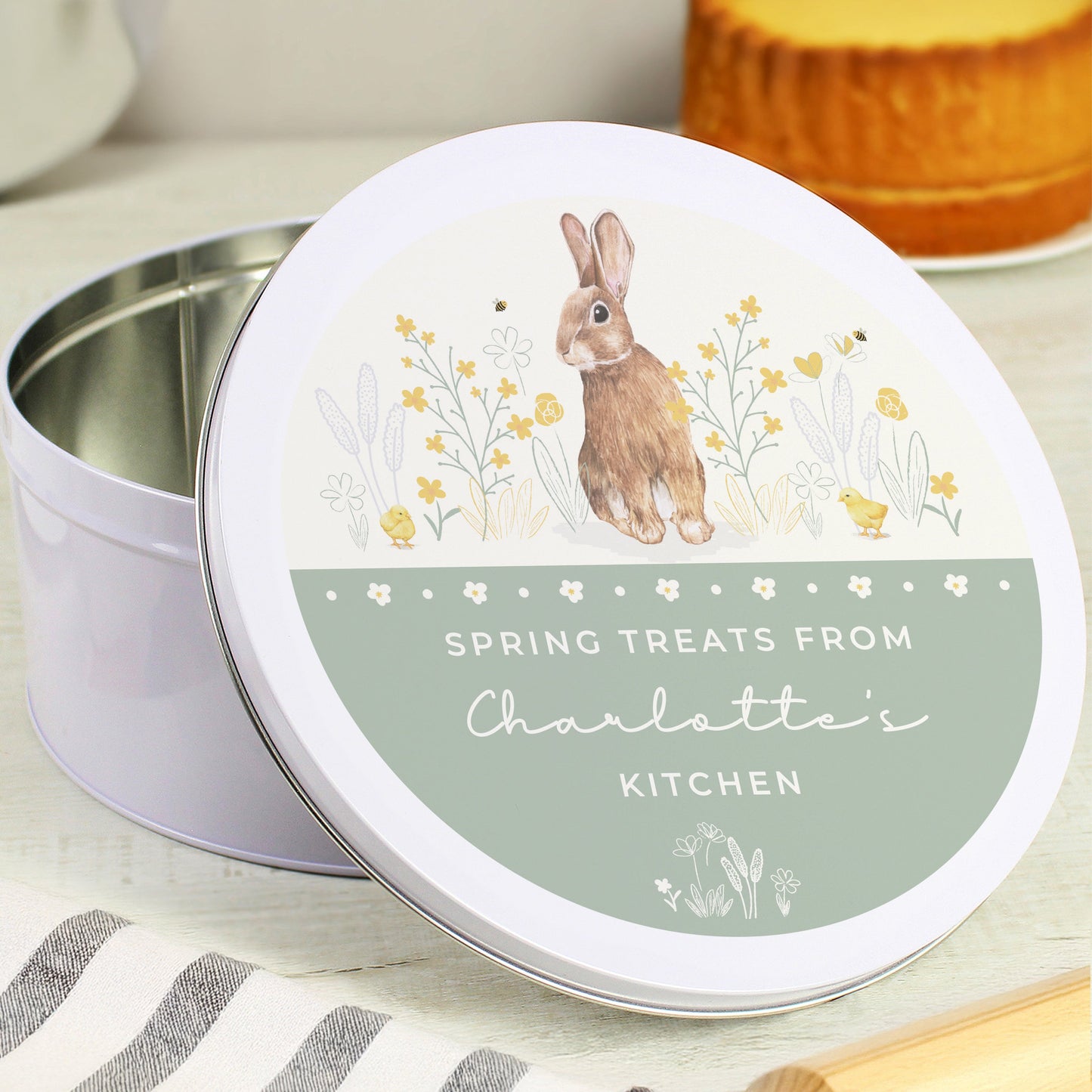 Personalised Spring Bunny Cake Tin: 3 - Storage By Gift Moments