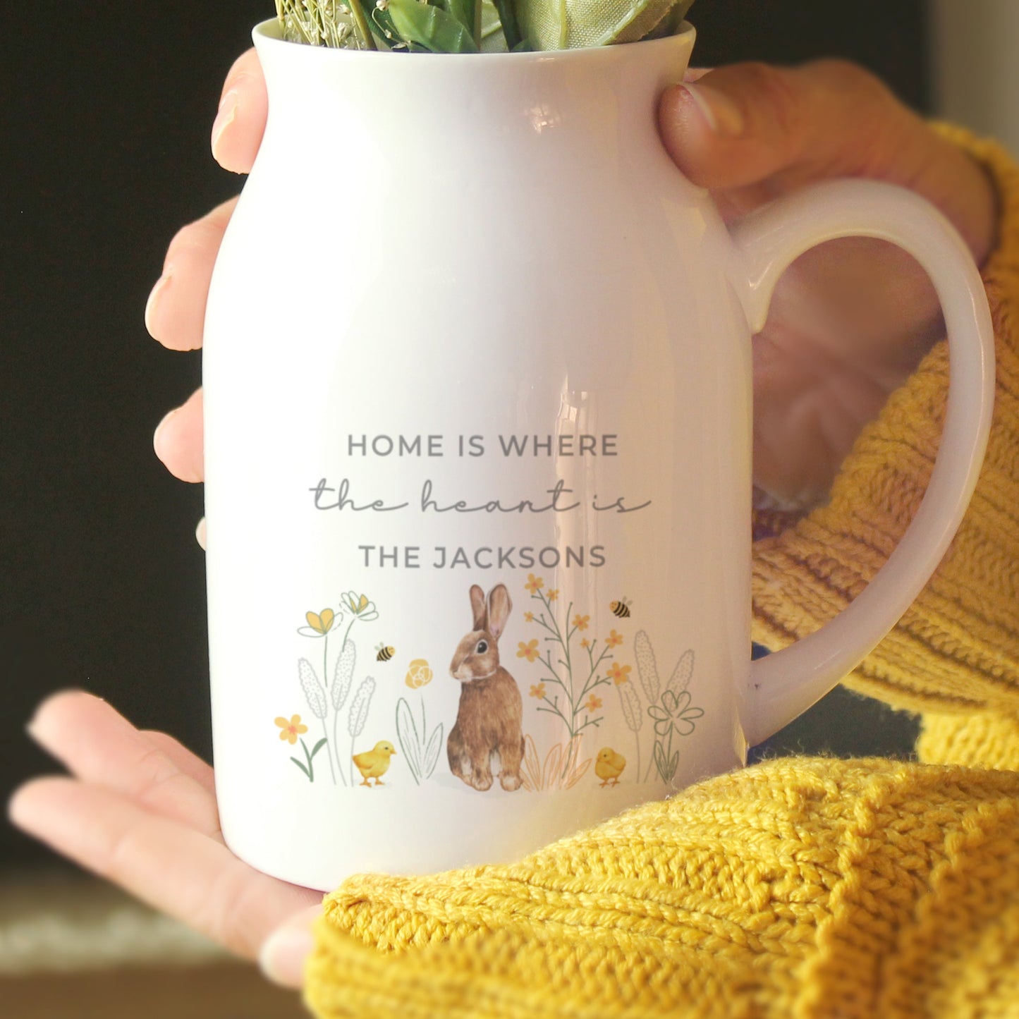 Personalised Spring Bunny Jug Vase: 1 - Vases By Gift Moments
