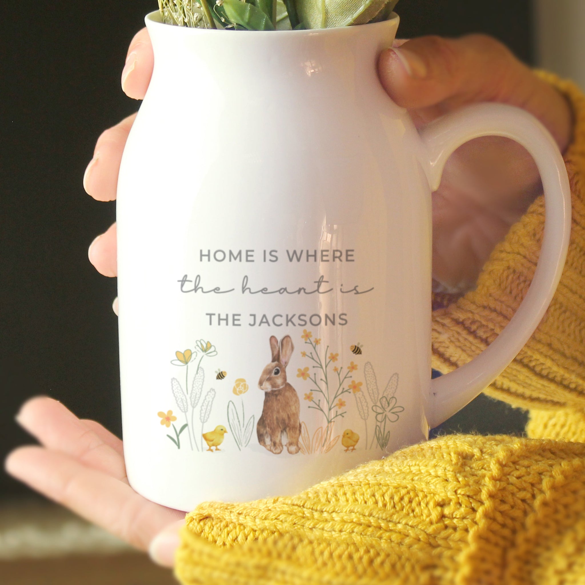 Personalised Spring Bunny Jug Vase: 1 - Vases By Gift Moments