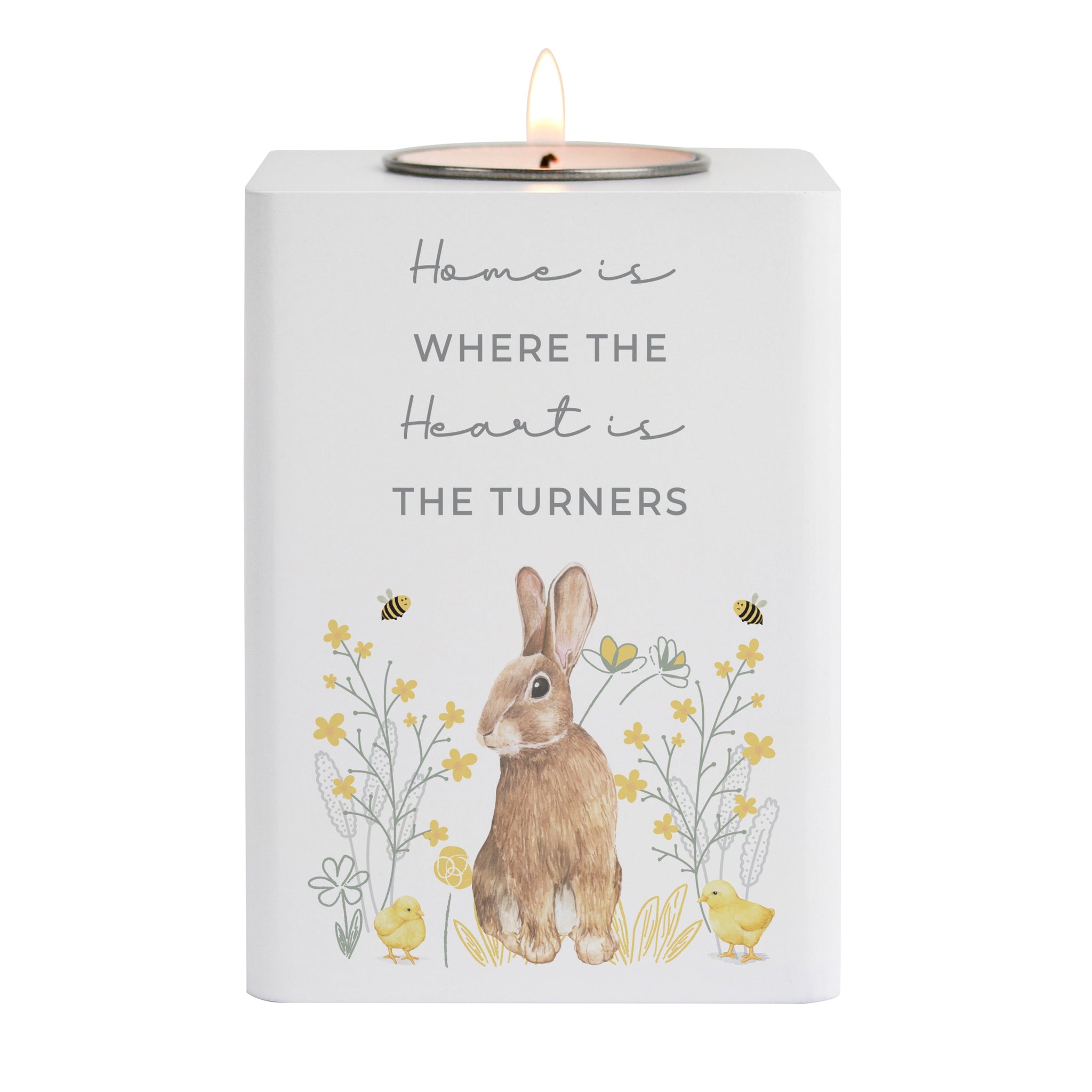 Personalised Spring Bunny Tealight Holder: 5 - Candle Holders By Gift Moments