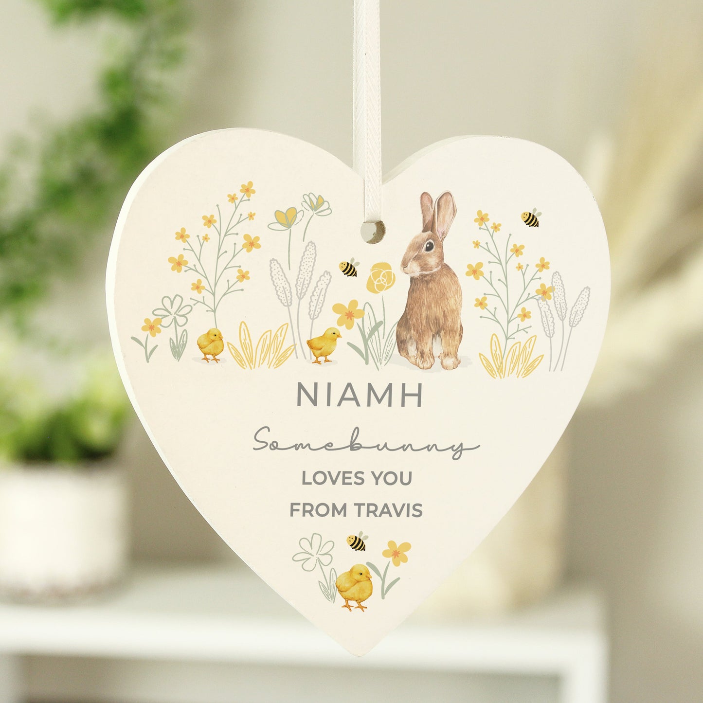 Personalised Spring Bunny Wooden Heart: 1 - Ornaments By Gift Moments