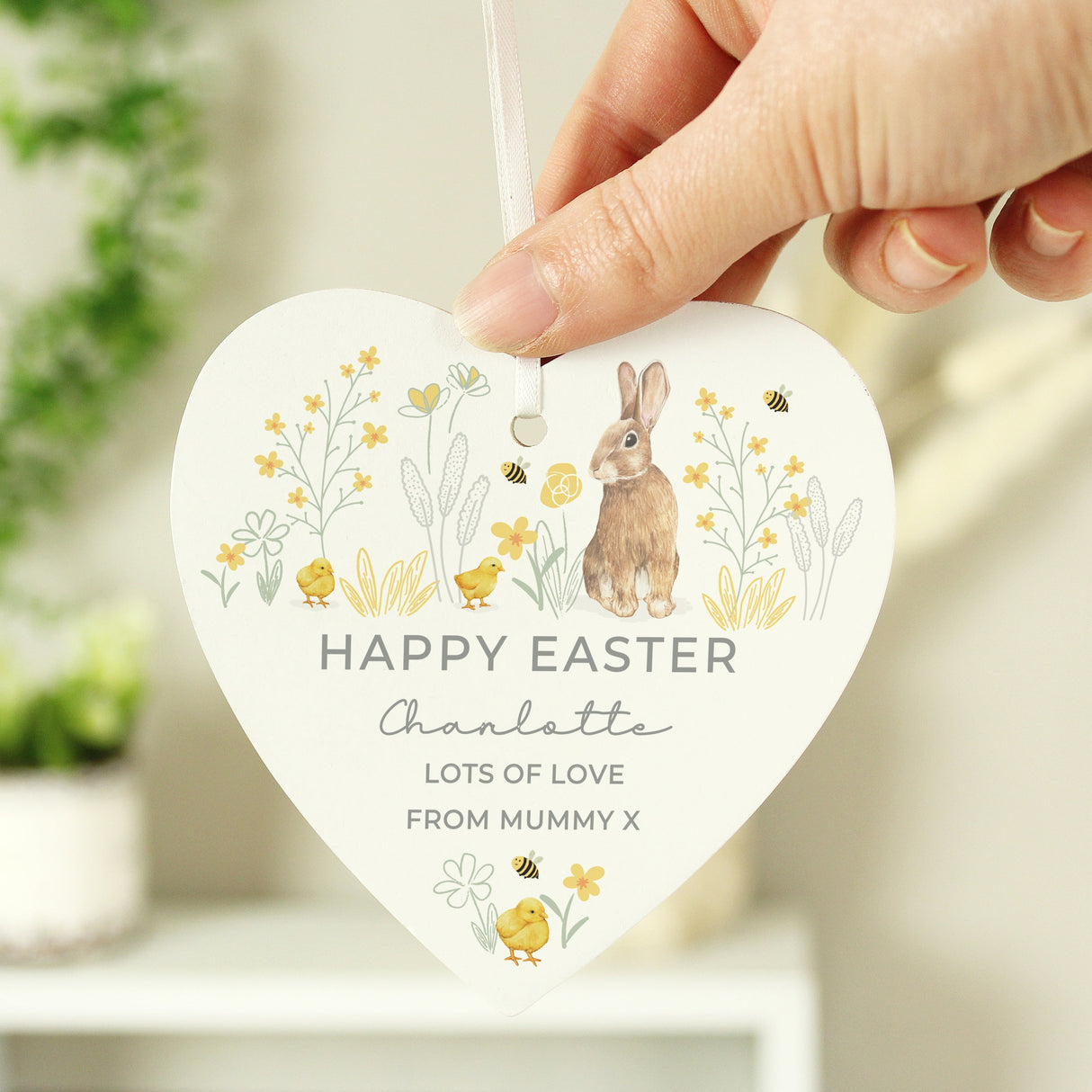 Personalised Spring Bunny Wooden Heart: 2 - Ornaments By Gift Moments