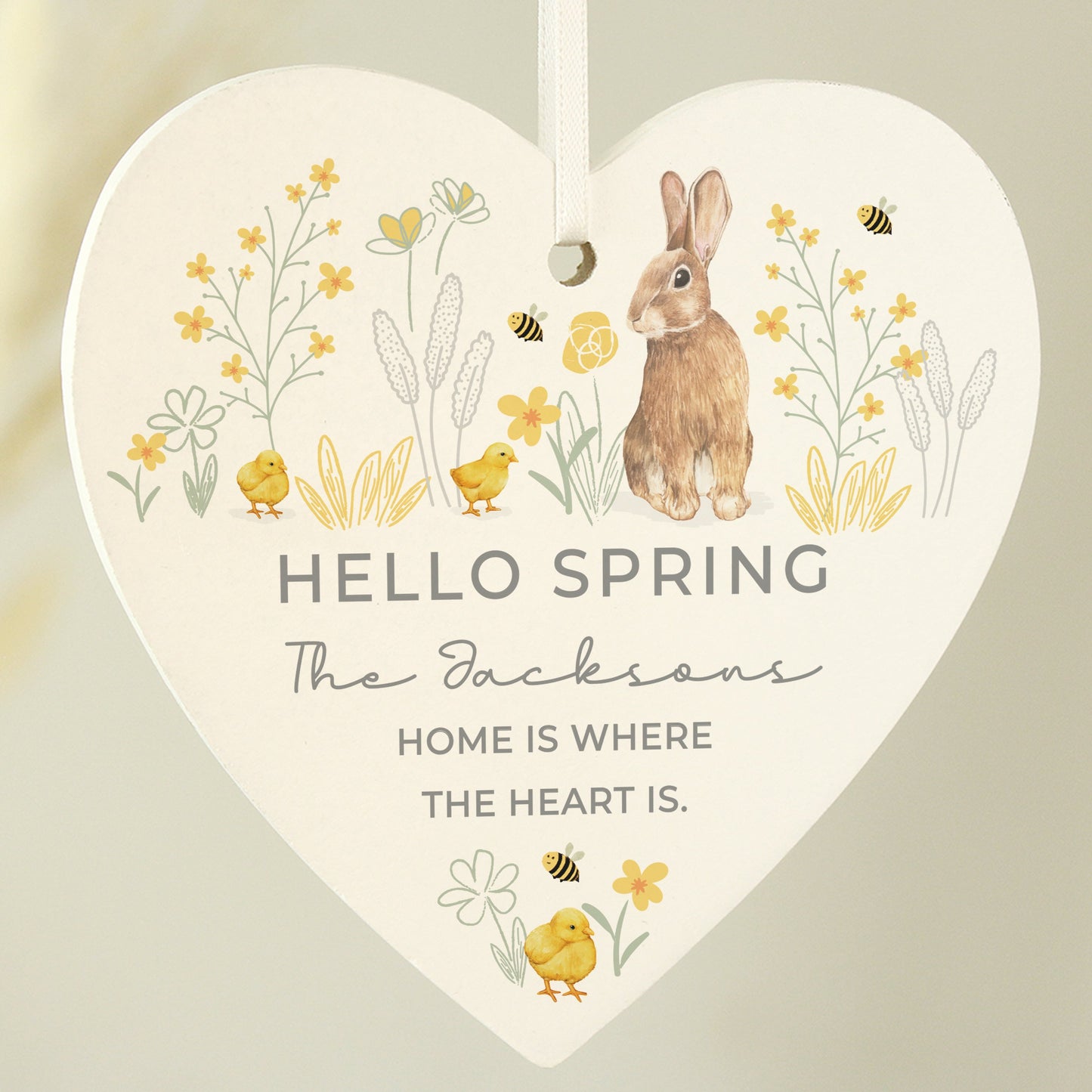 Personalised Spring Bunny Wooden Heart: 3 - Ornaments By Gift Moments
