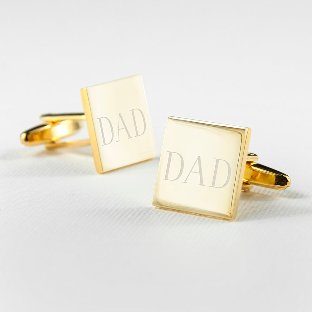 Personalised Square Gold Plated Cufflinks: 5 - Cufflinks & Tie Slides By Gift Moments