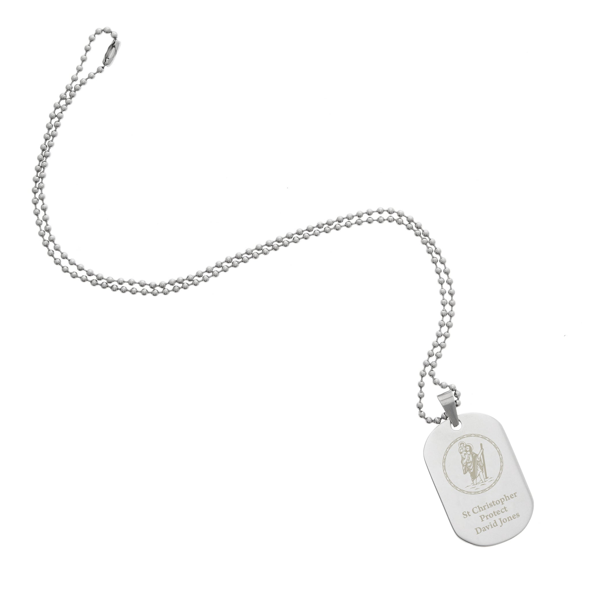 Personalised St Christopher Stainless Steel Dog Tag Necklace: 2 - Necklaces By Gift Moments